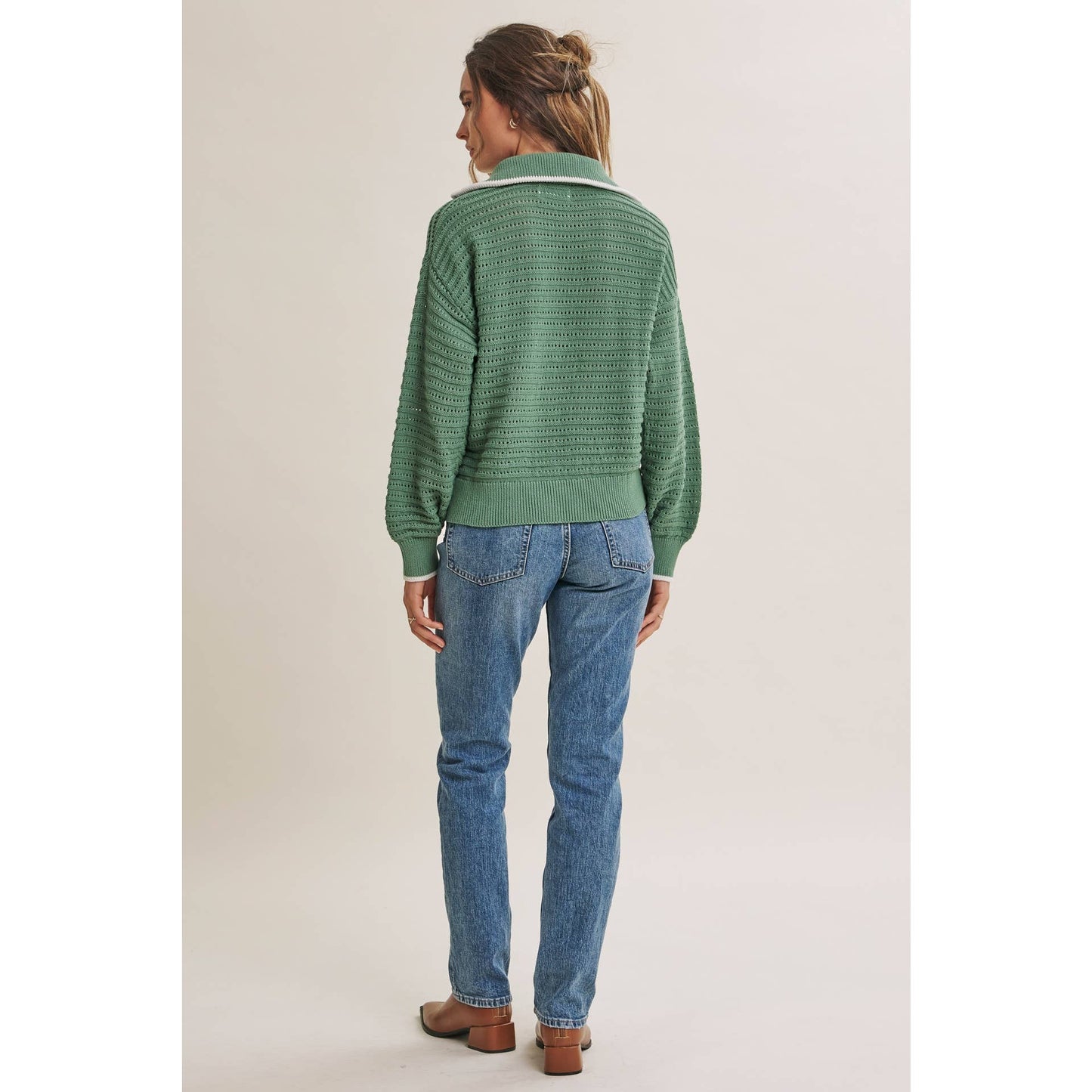 Sea Green Crochet Zip