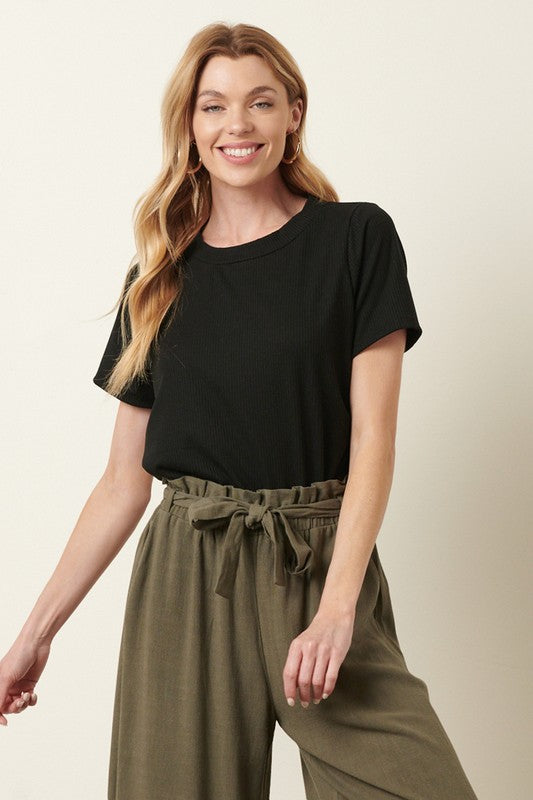 Ribbed Round Neck Tee - 3 Colors