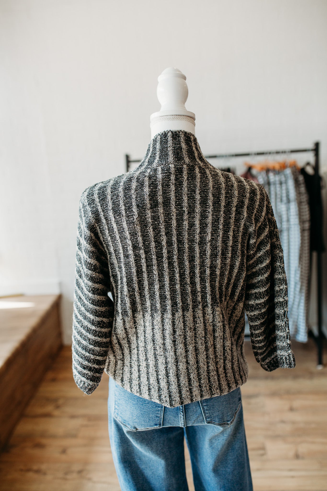 Black/Grey Two Tone Mock Neck