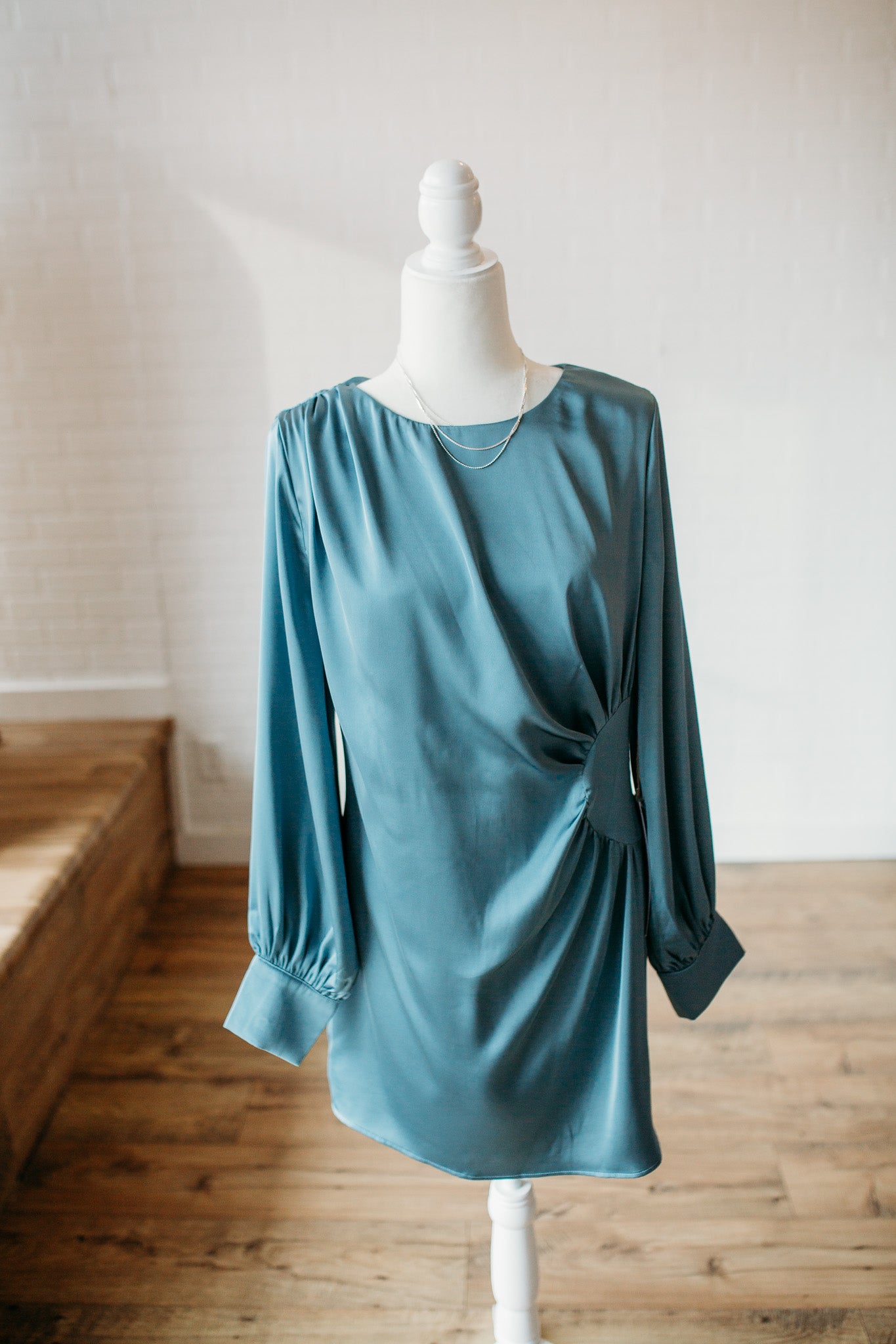 Dusty Blue Cinch Dress