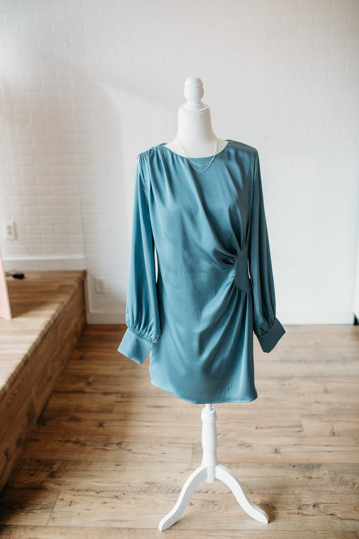 Dusty Blue Cinch Dress