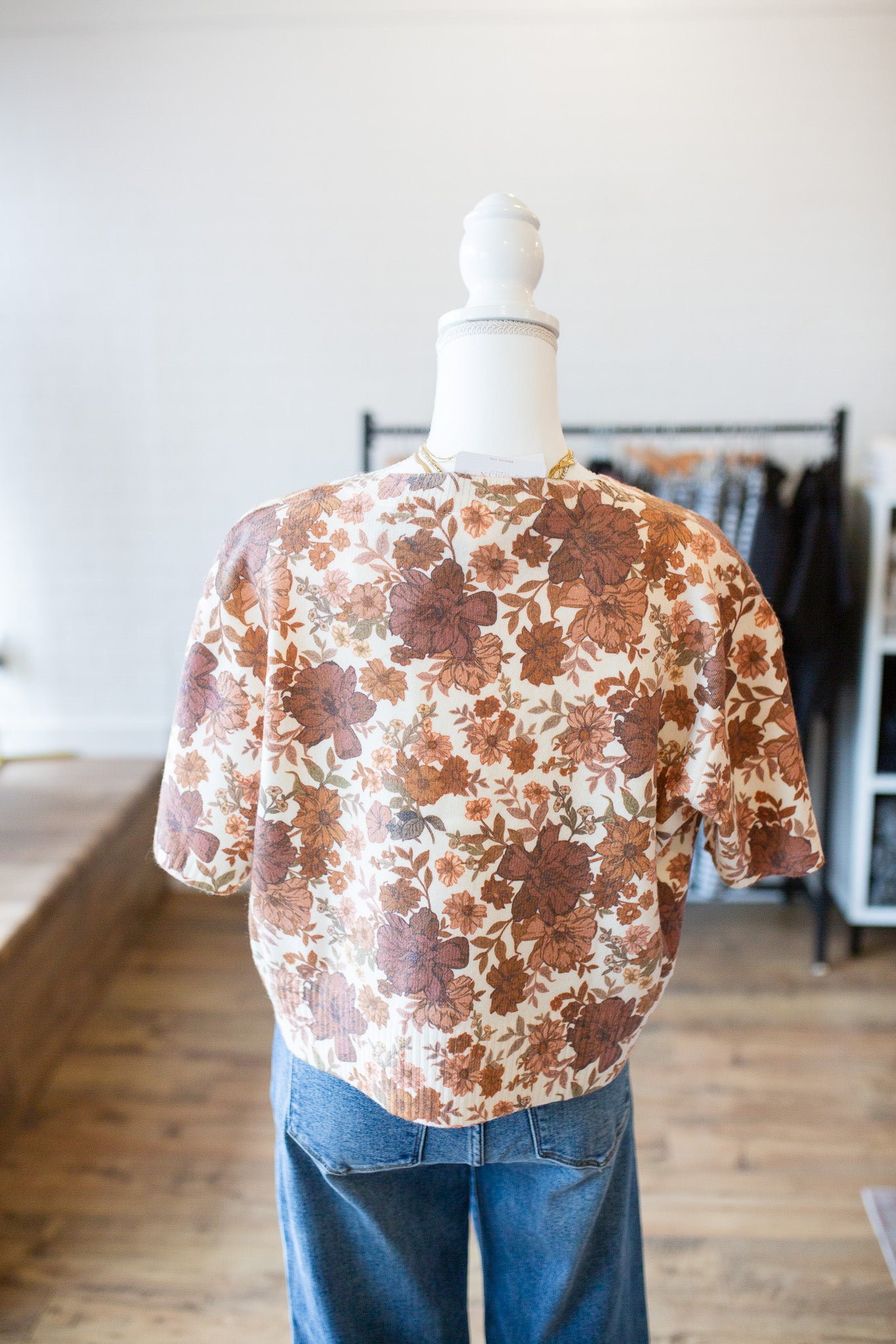 Ivory/Brown Floral Print Cardi