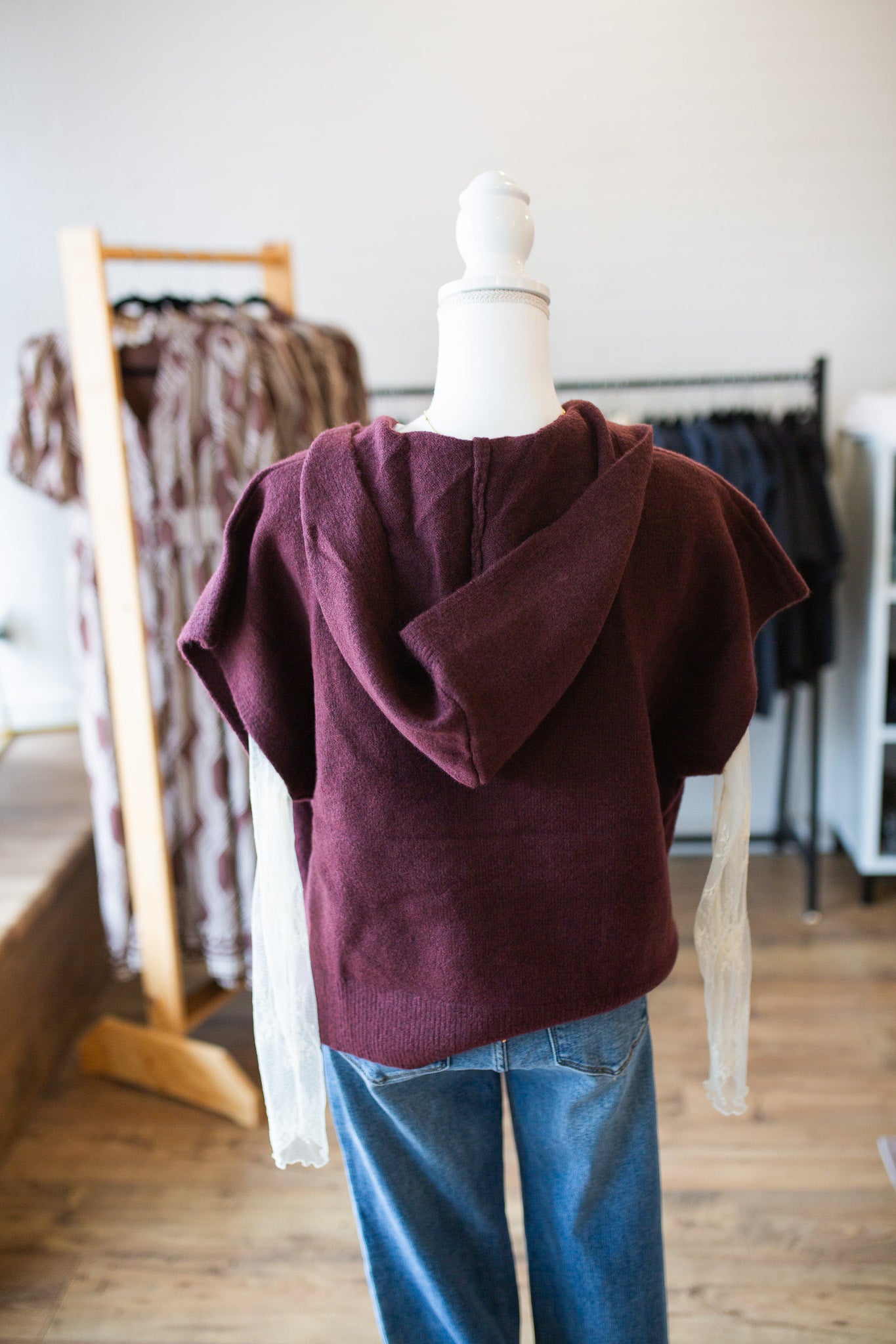 Burgundy Hoodie Cardi