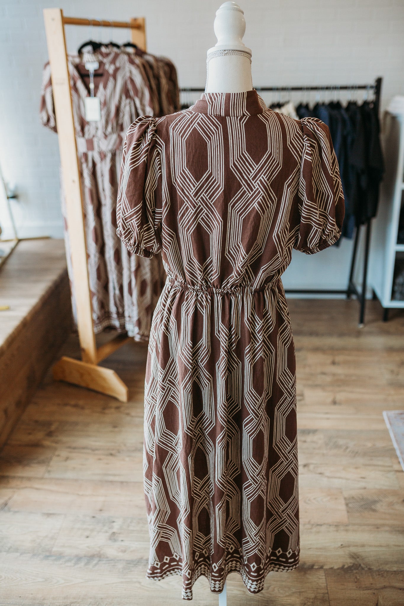 Printed Coffee Midi Dress