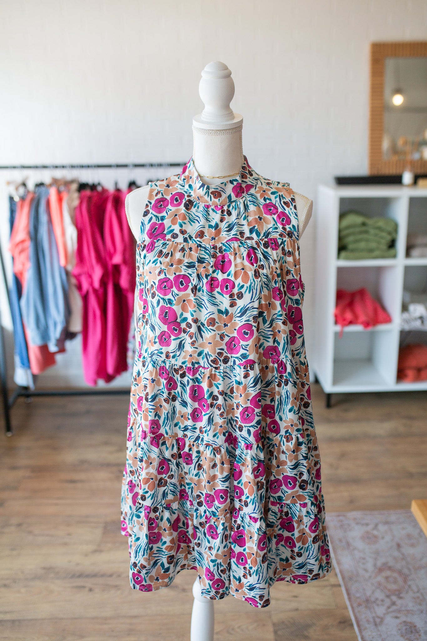 Ivory Floral Satin Dress