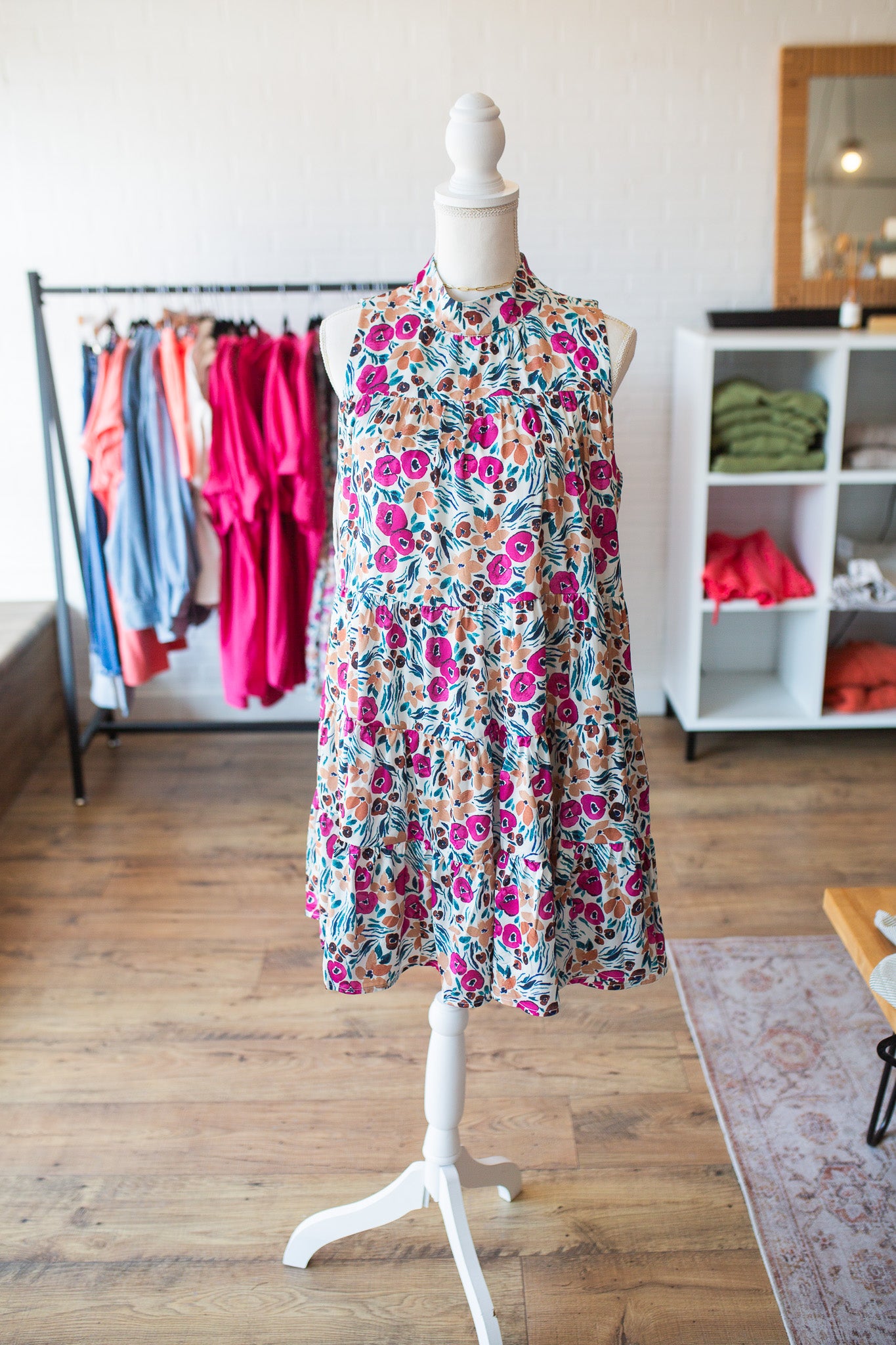 Ivory Floral Satin Dress