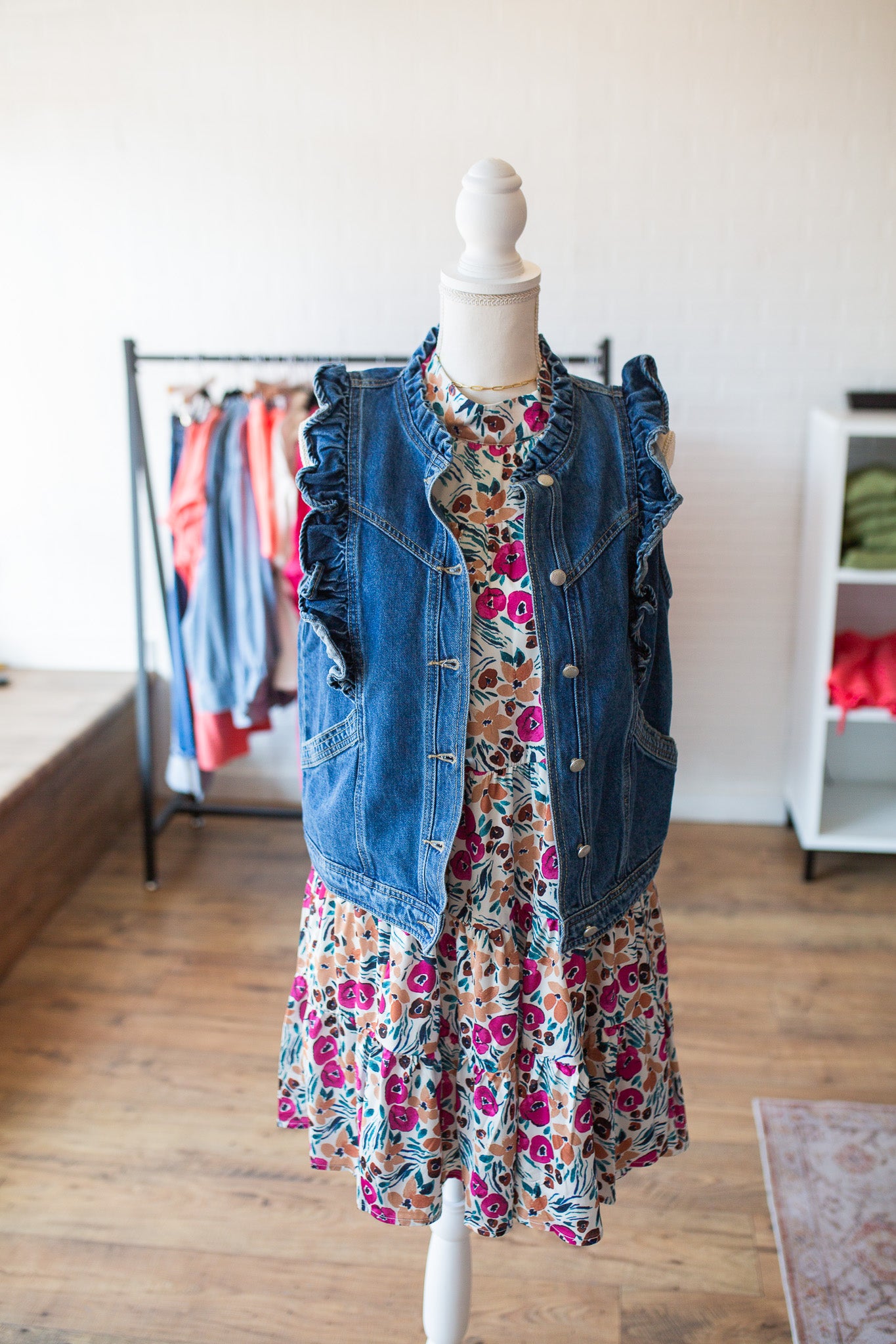 Ivory Floral Satin Dress