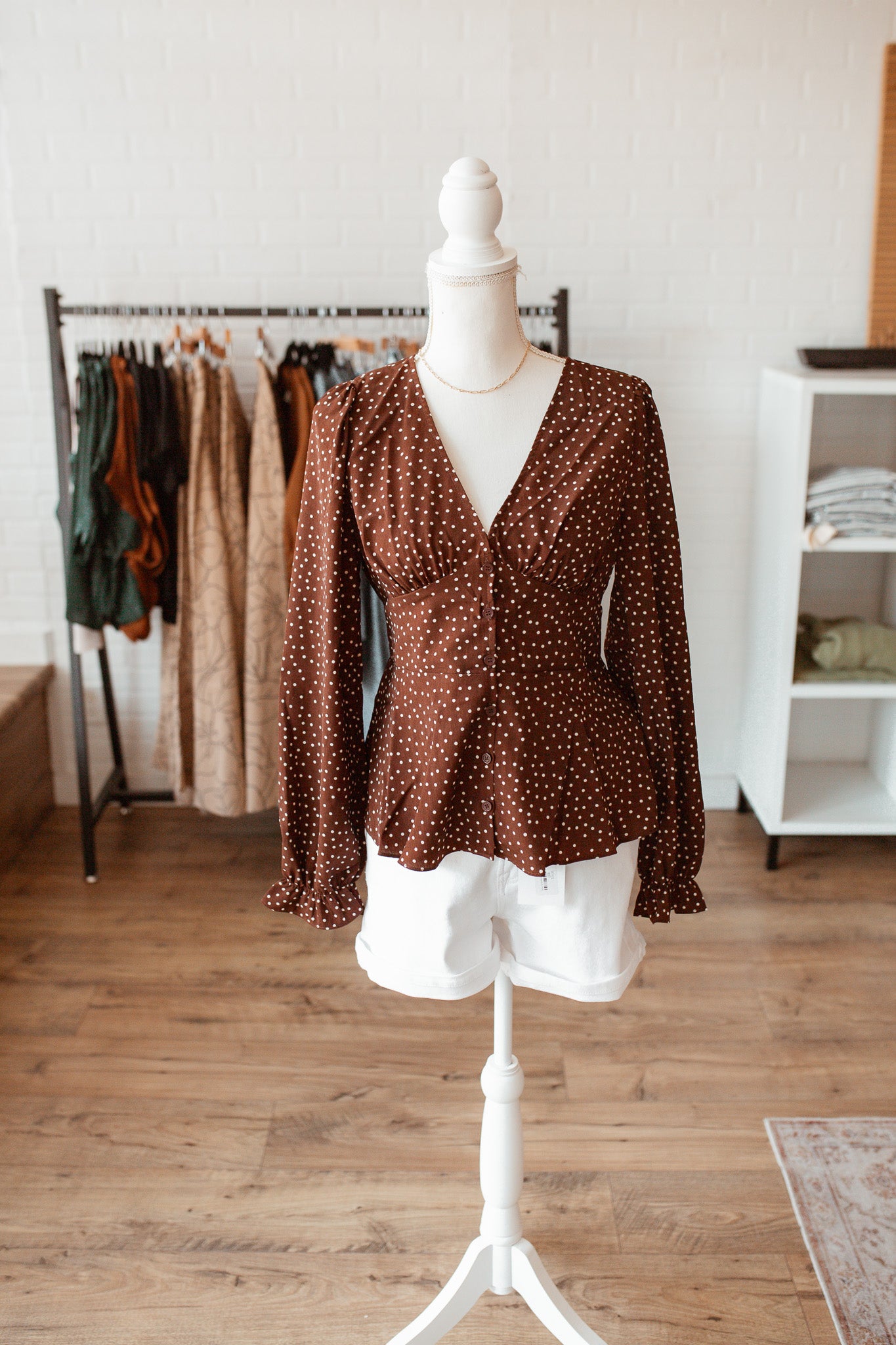 Chocolate Polka Dotted Peplum
