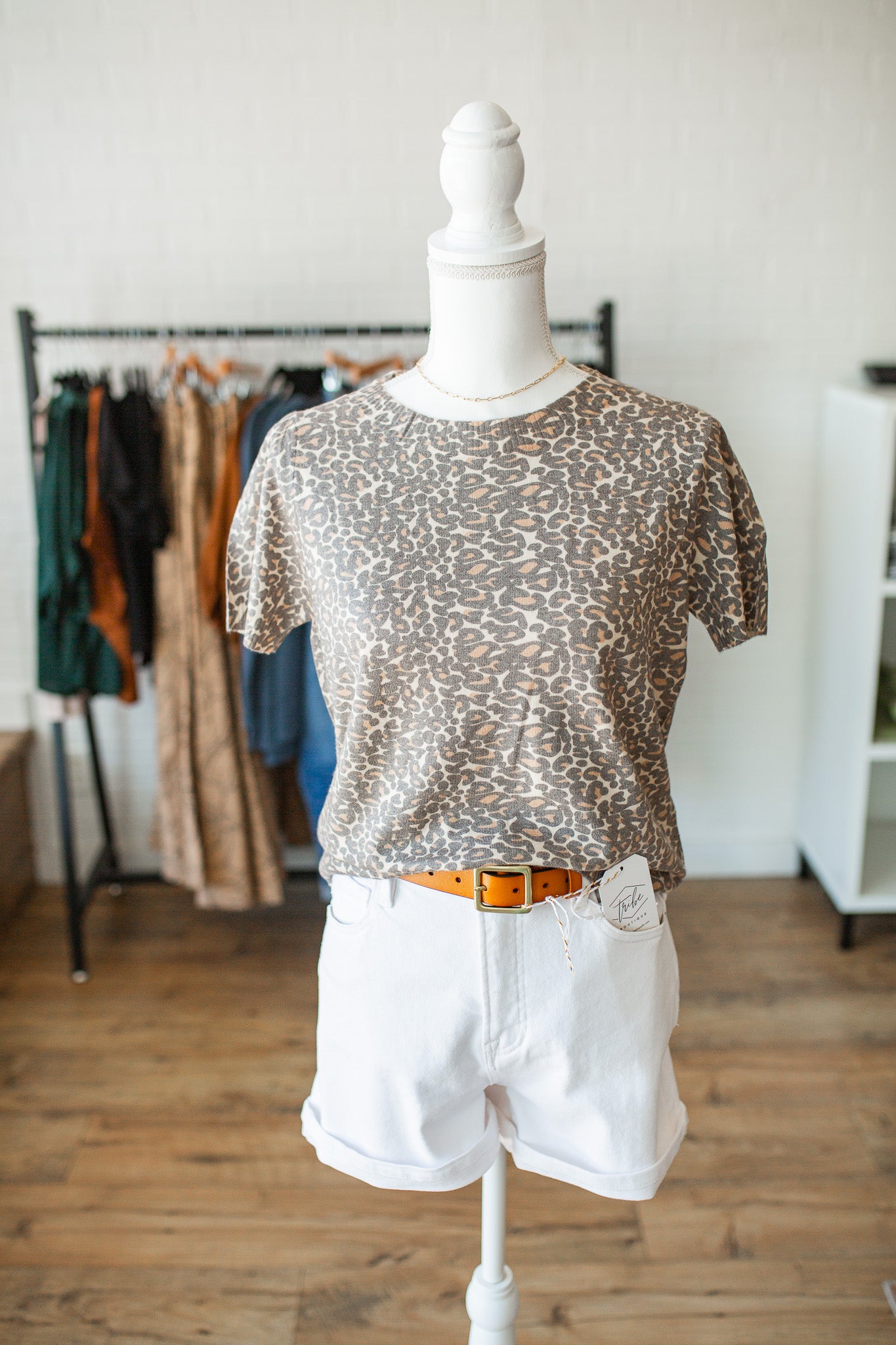 Honey Leopard Short Sleeve Sweater