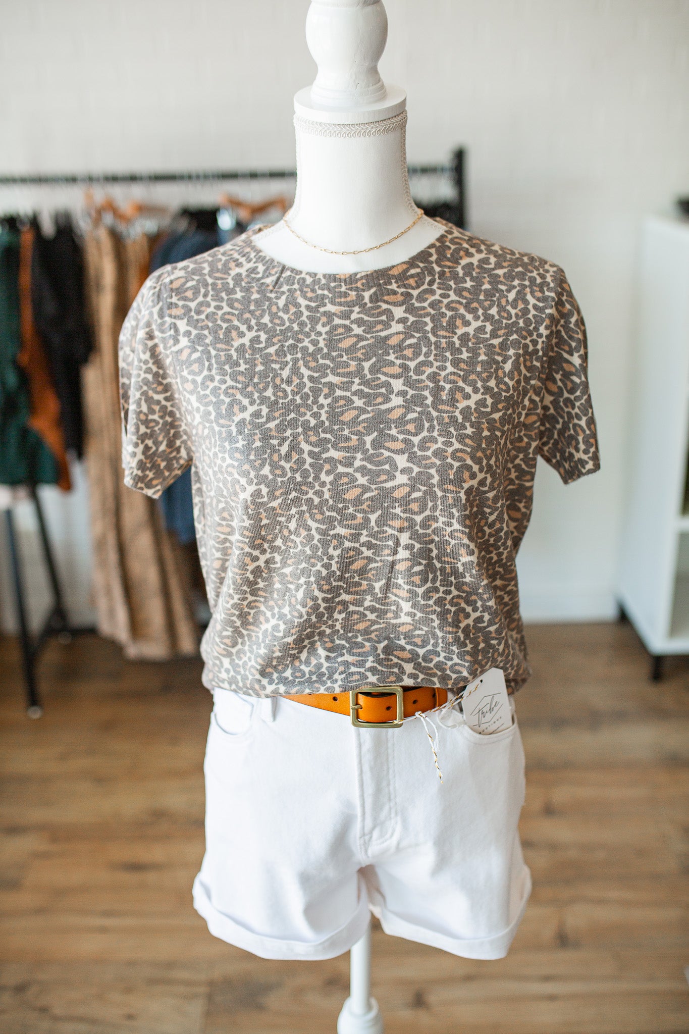 Honey Leopard Short Sleeve Sweater