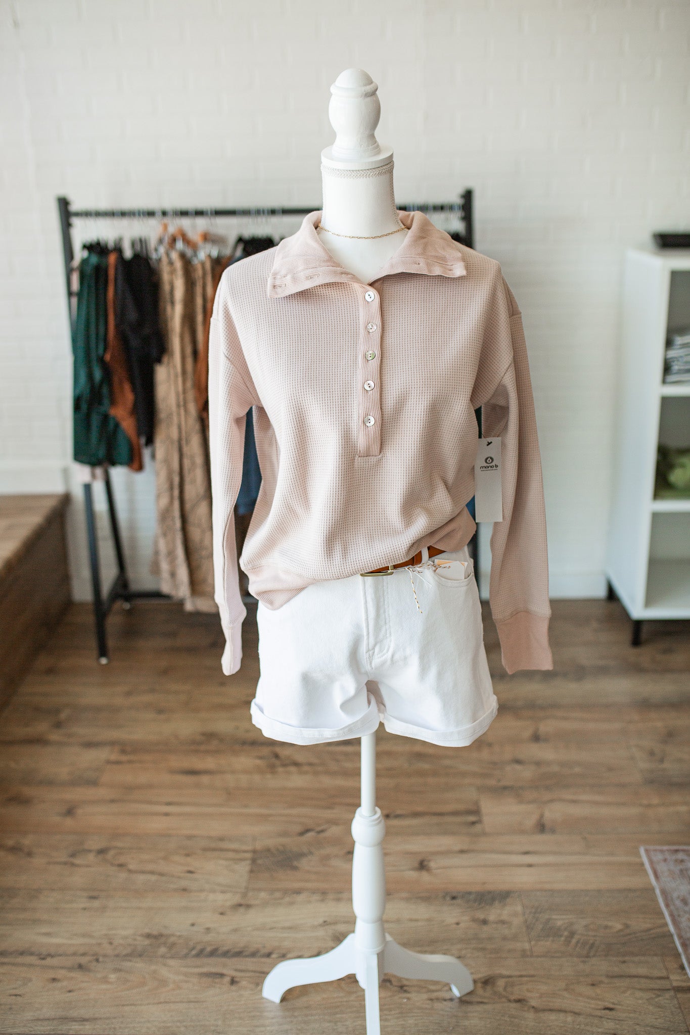 Mushroom Half Knit Pullover