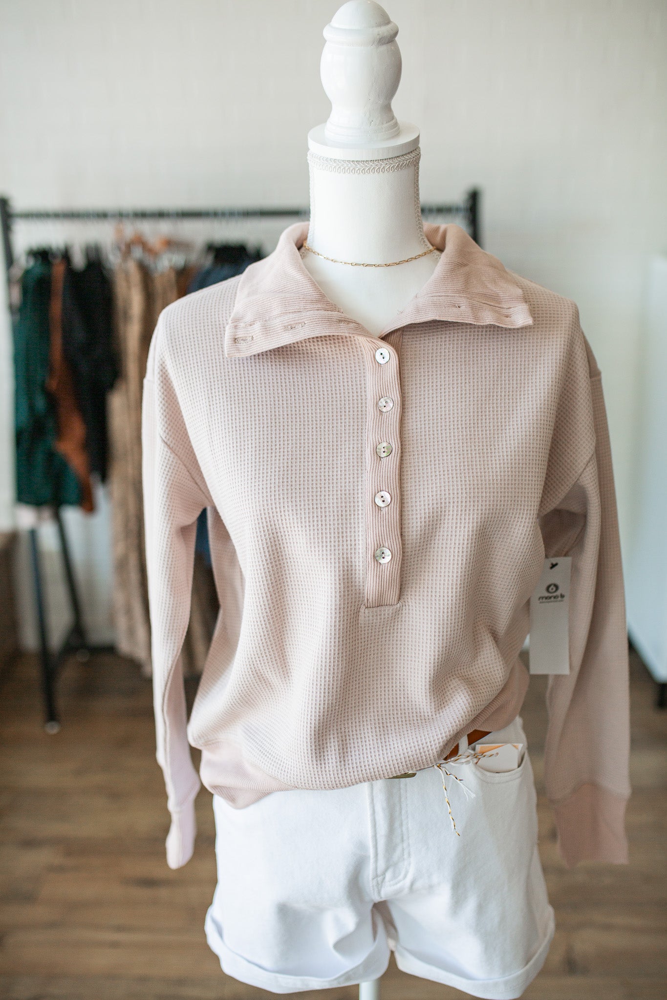 Mushroom Half Knit Pullover