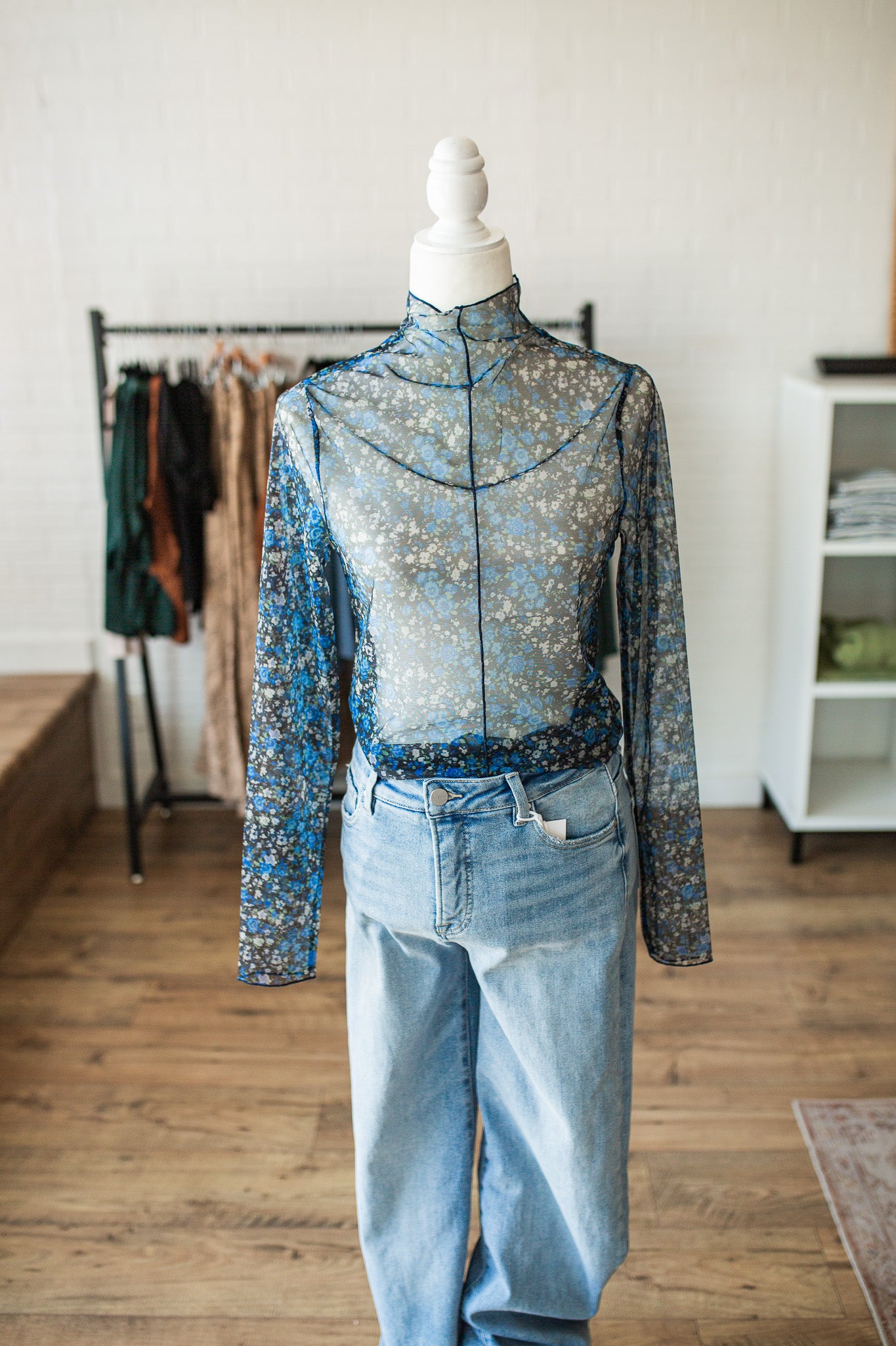 Black/Blue Floral Mesh
