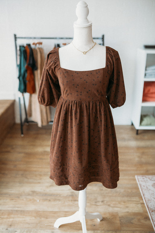 Floral Corduroy Mini Dress