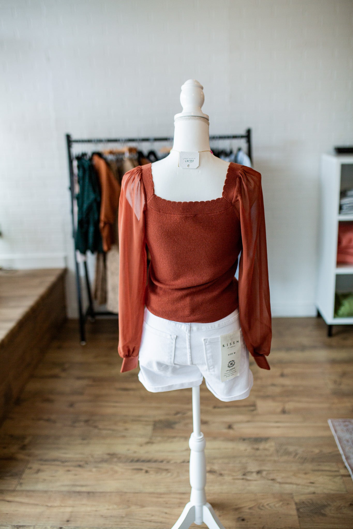 Rust Scalloped Top