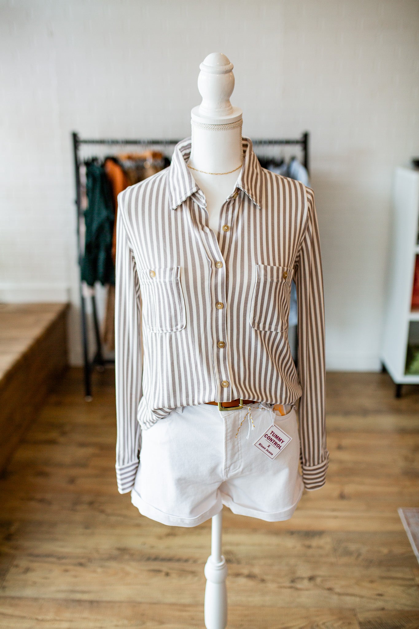 Mocha Striped Button Down Shirt