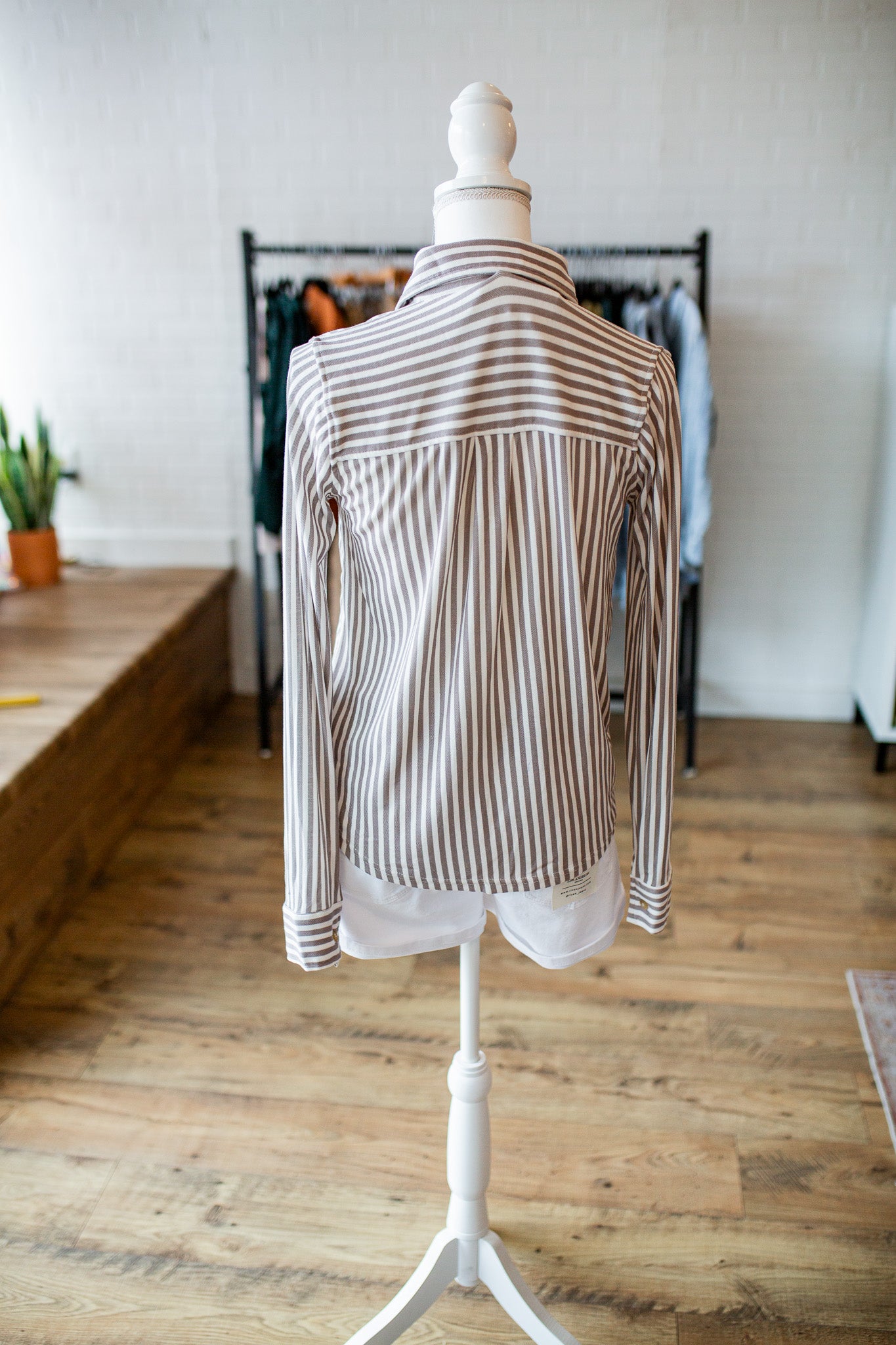 Mocha Striped Button Down Shirt