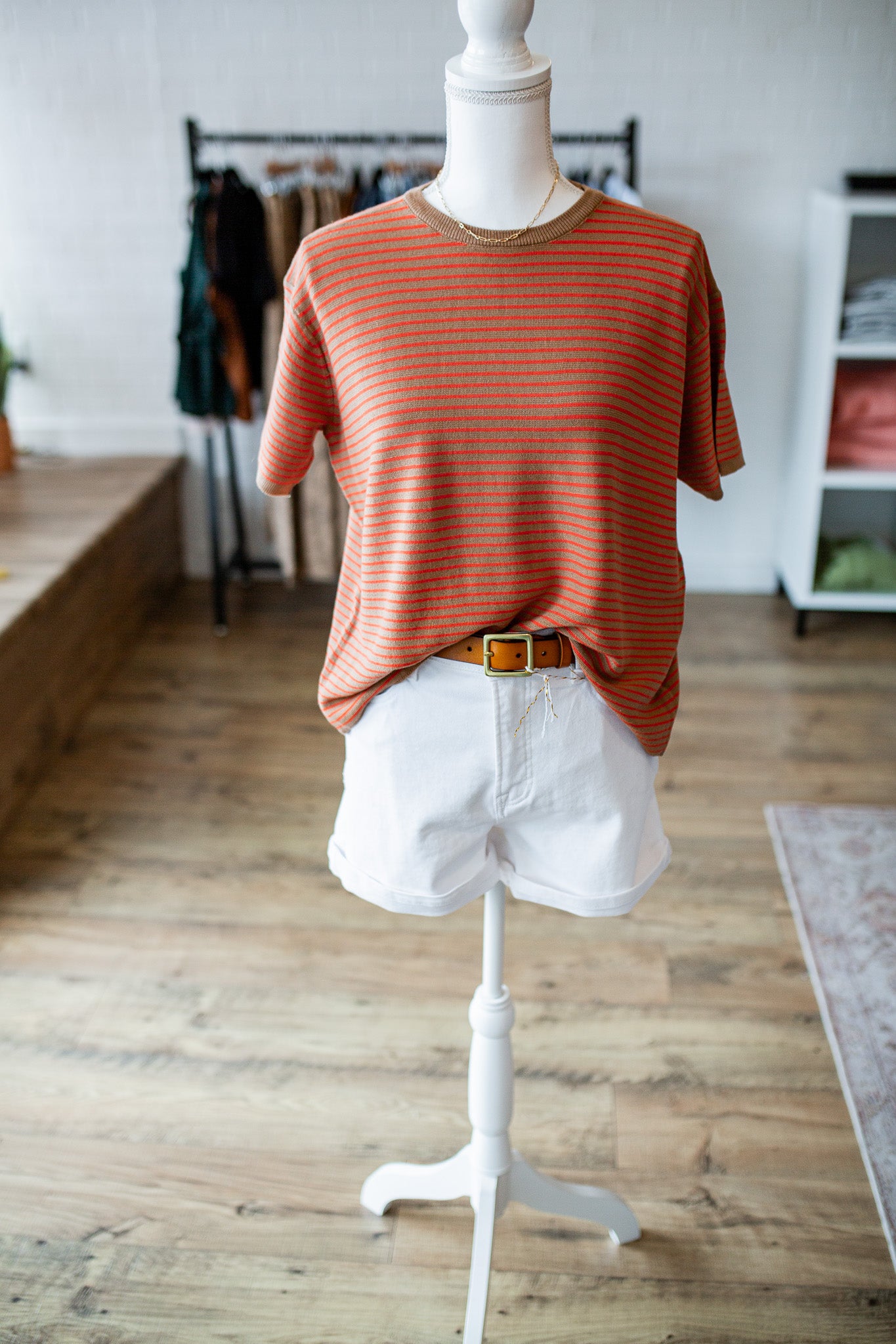Mocha/Coral Lightweight Sweater