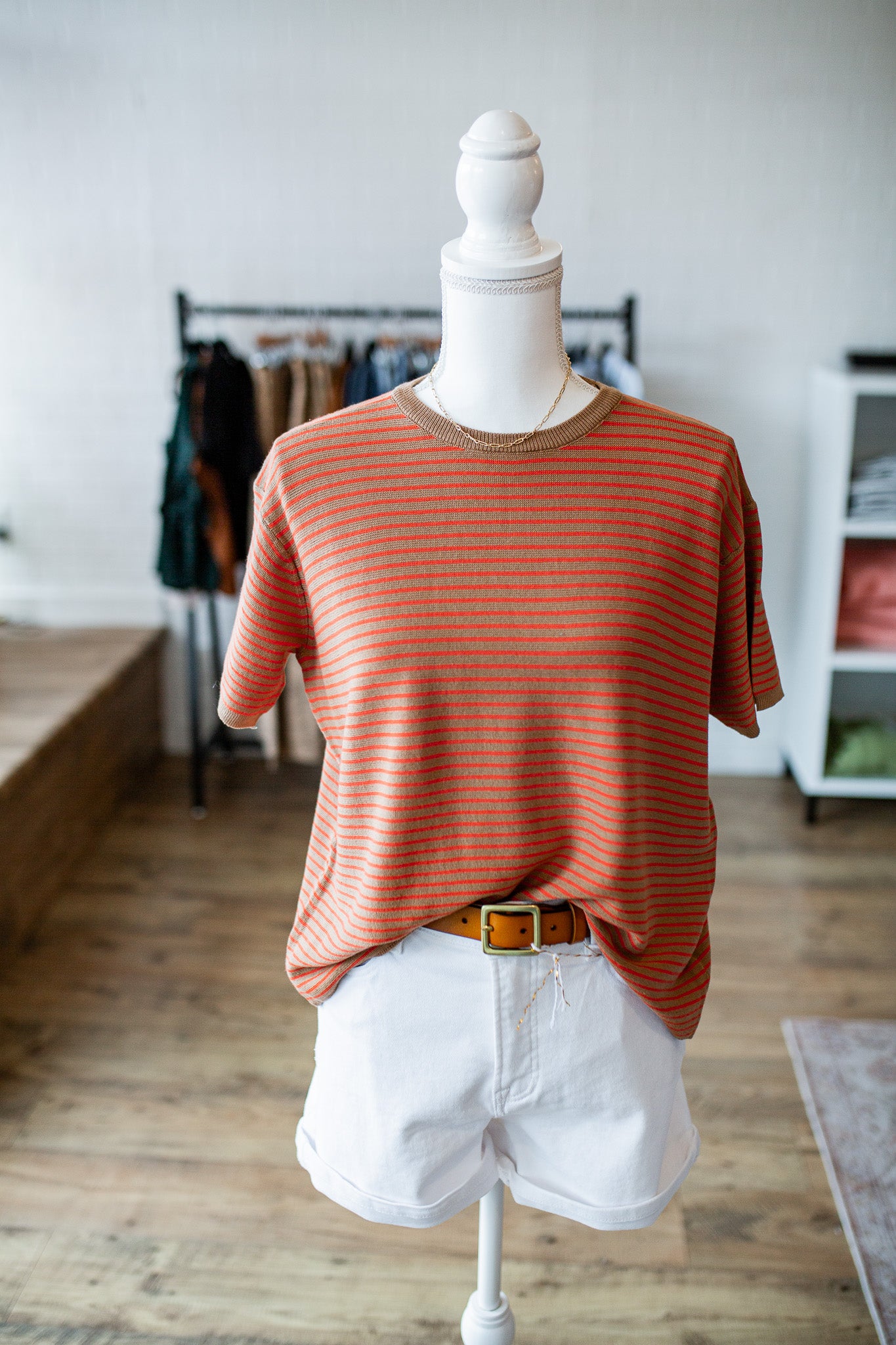 Mocha/Coral Lightweight Sweater