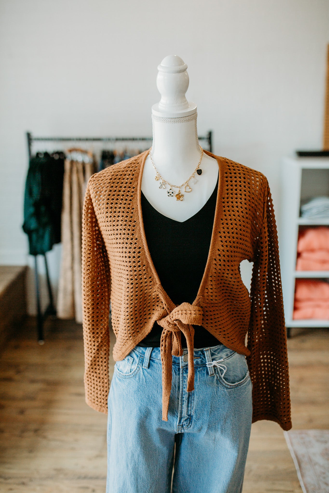 Camel Self Tie Cardi