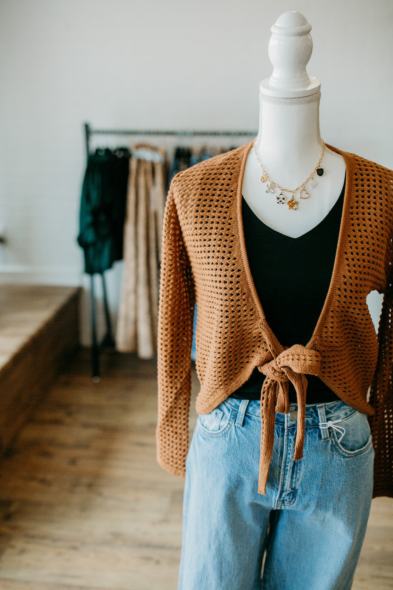 Camel Self Tie Cardi