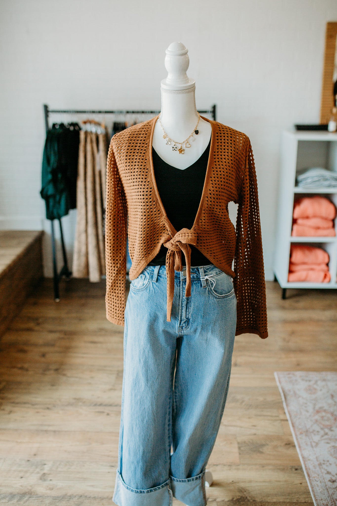 Camel Self Tie Cardi