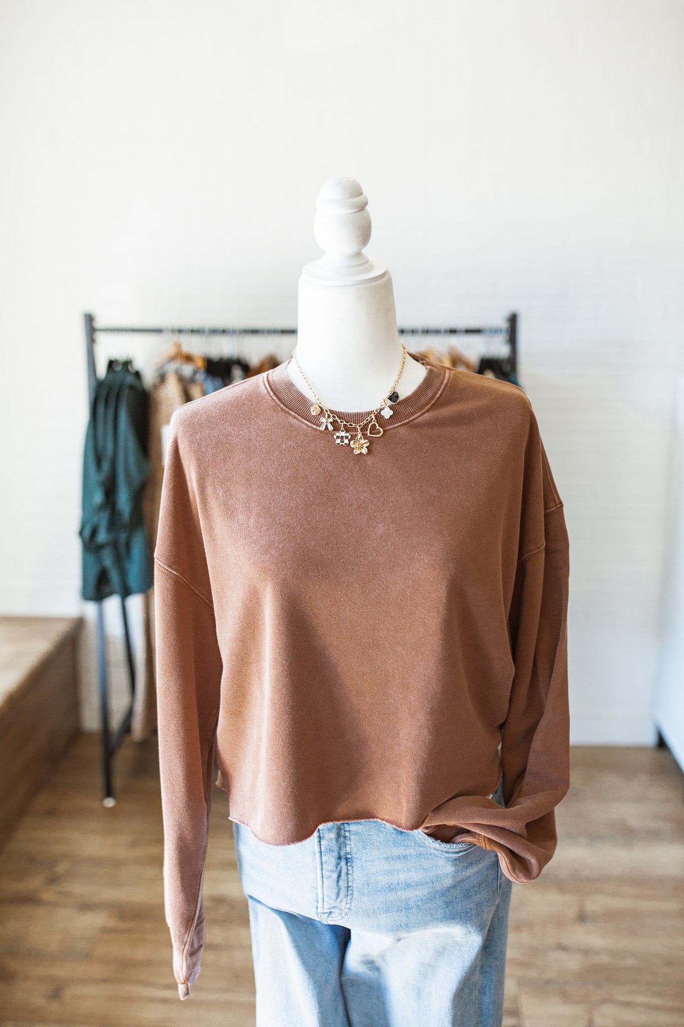 Chestnut Cropped Crewneck