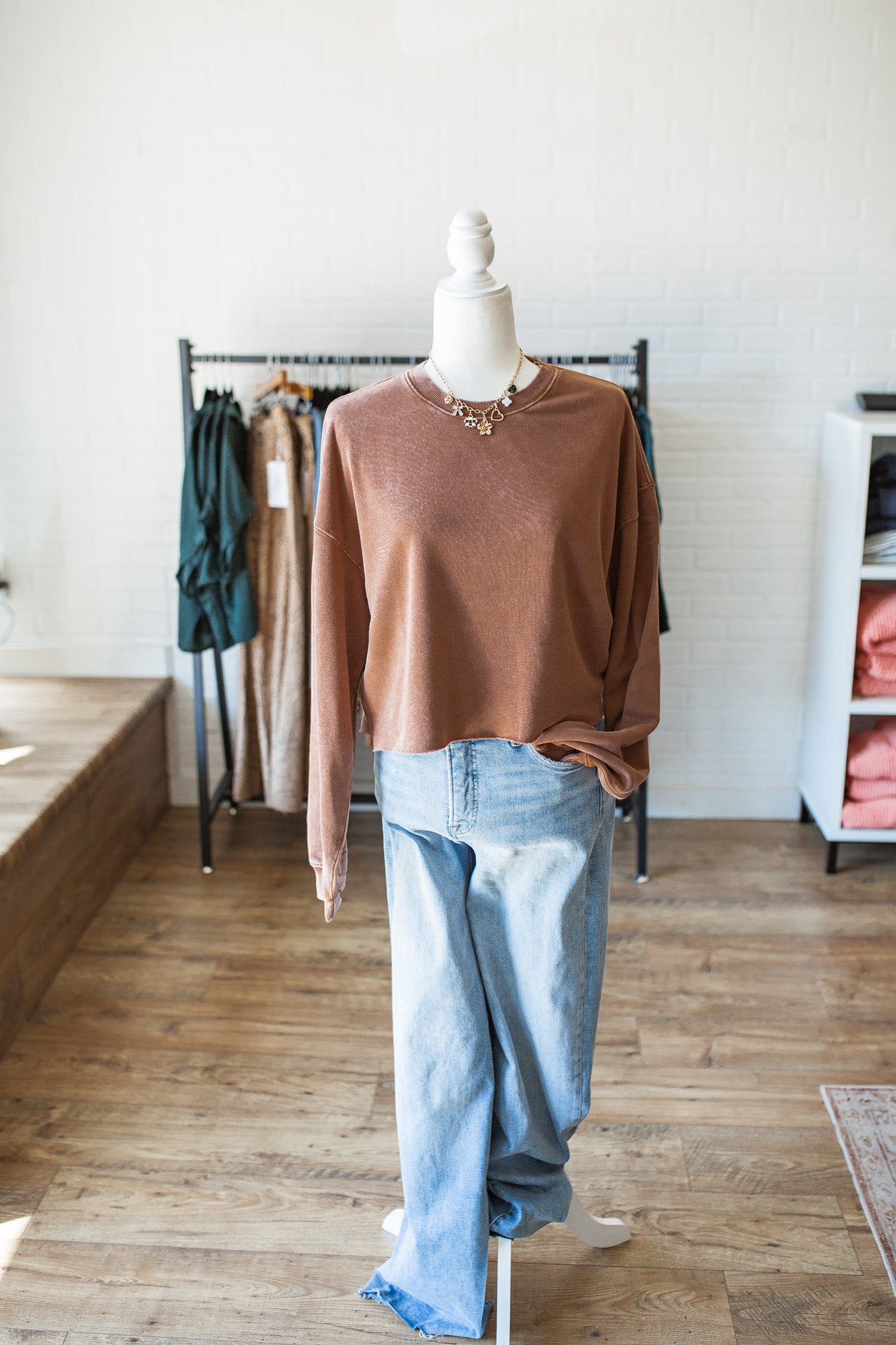 Chestnut Cropped Crewneck