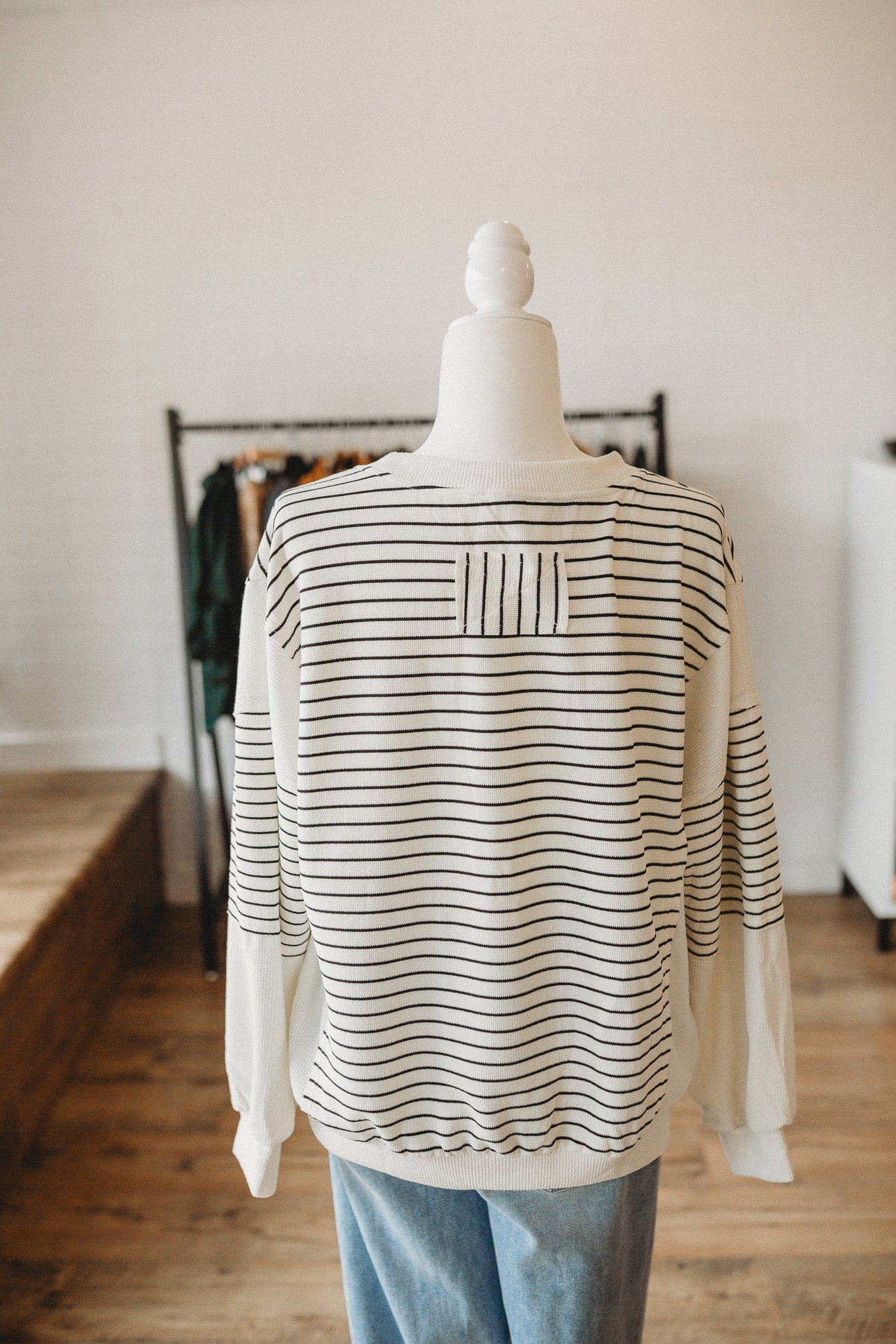 Ivory Contrast Striped Pullover