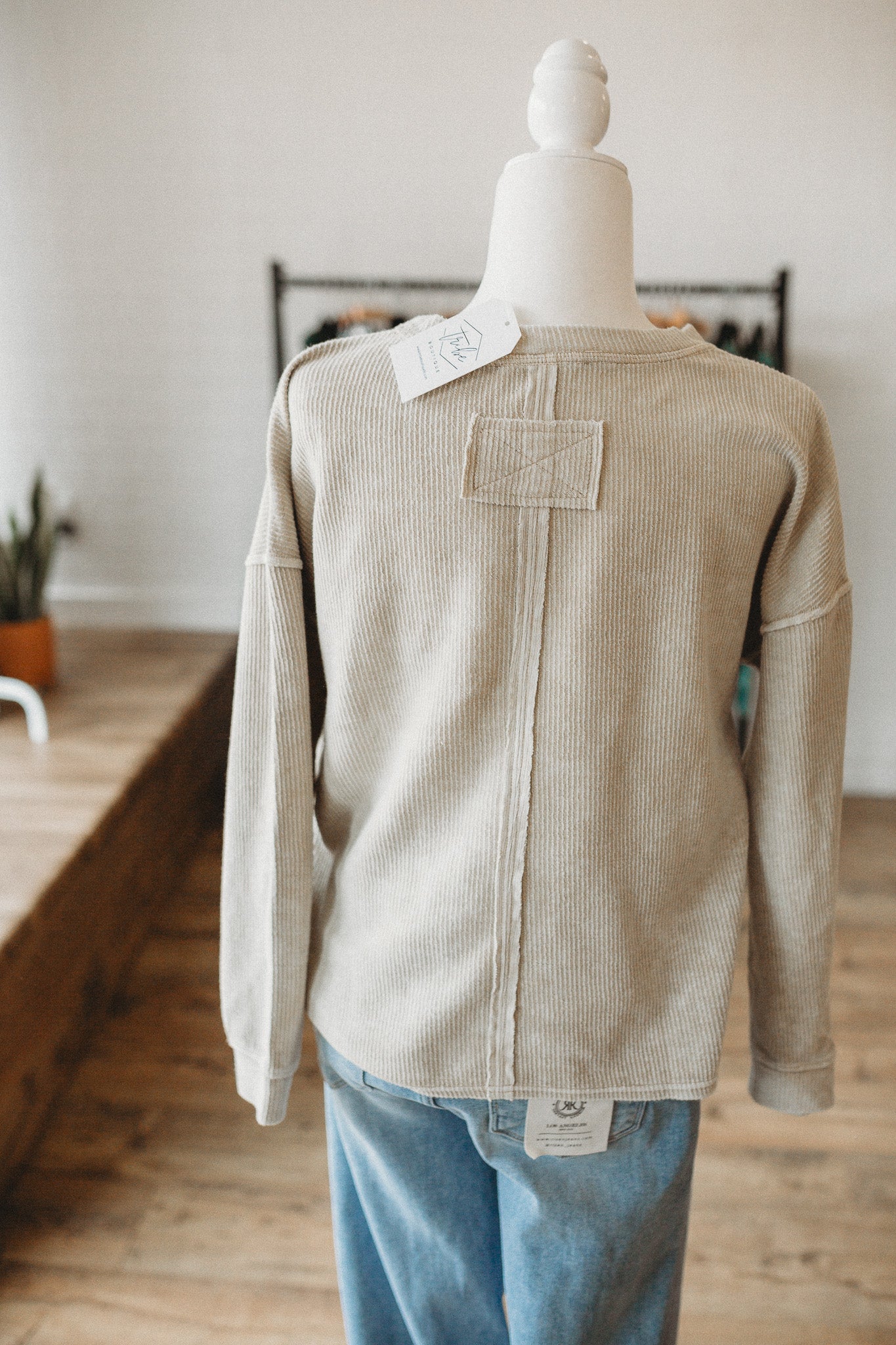 Khaki Washed Pocket Pullover