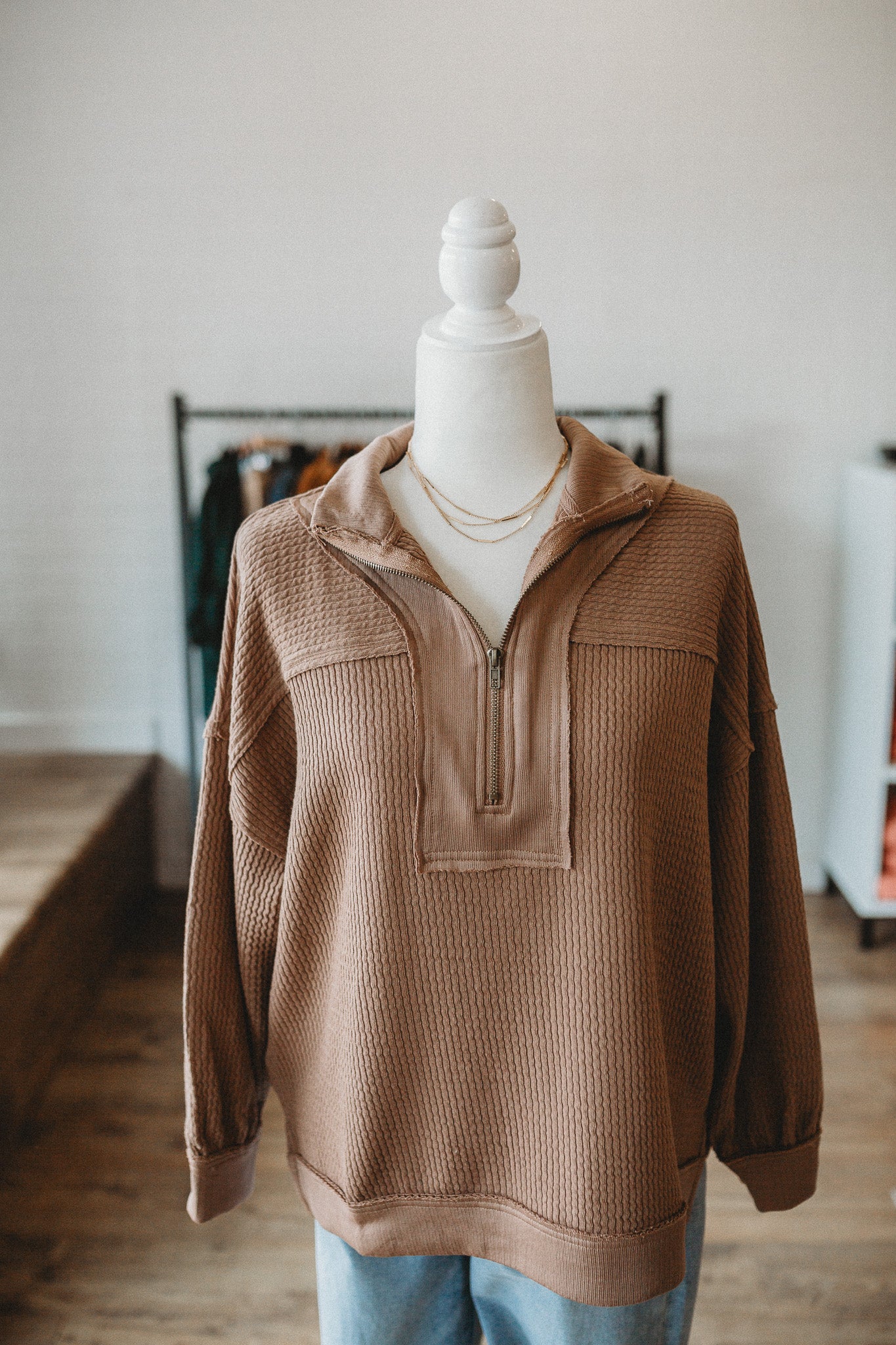 Mocha Half Zip Pullover