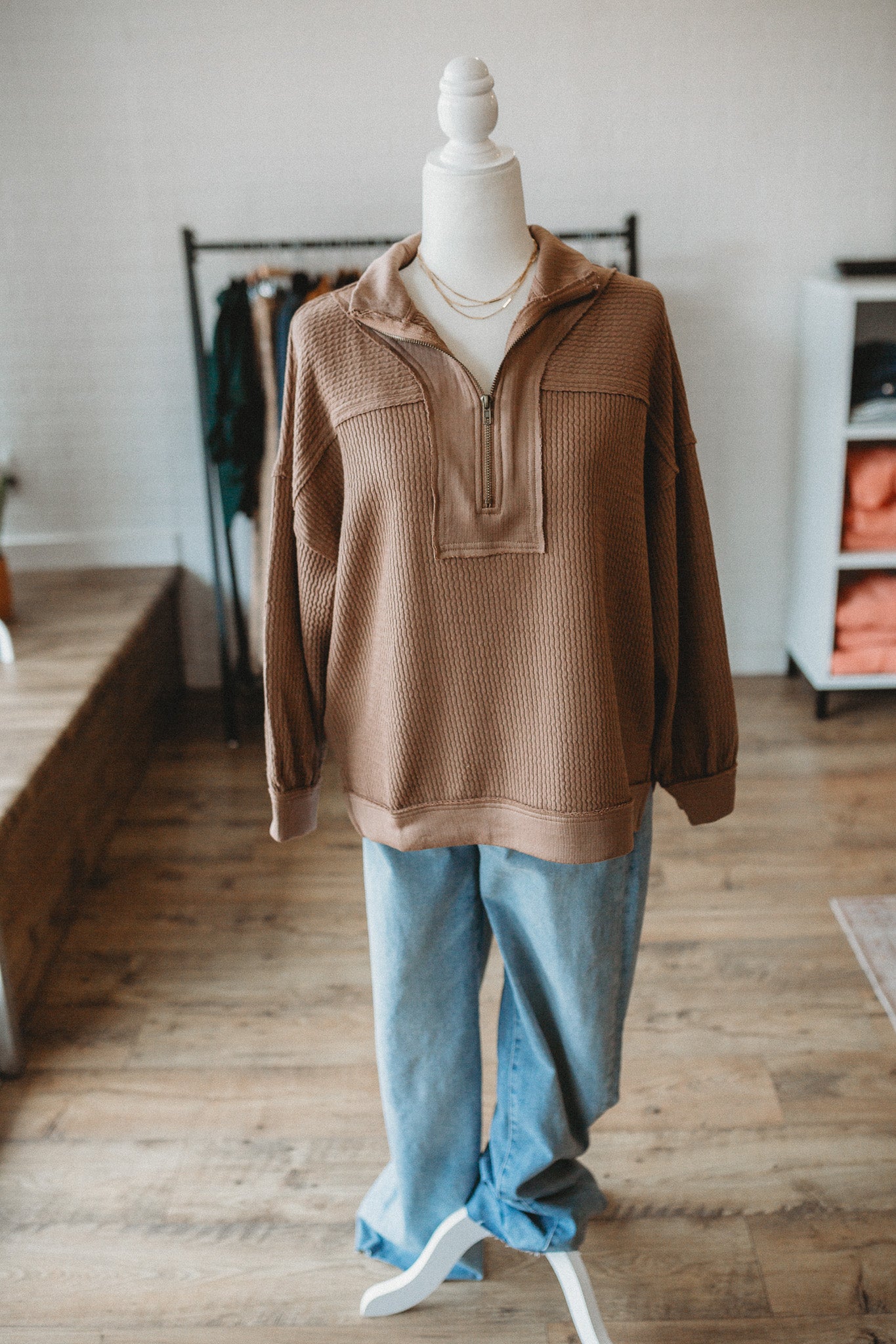 Mocha Half Zip Pullover