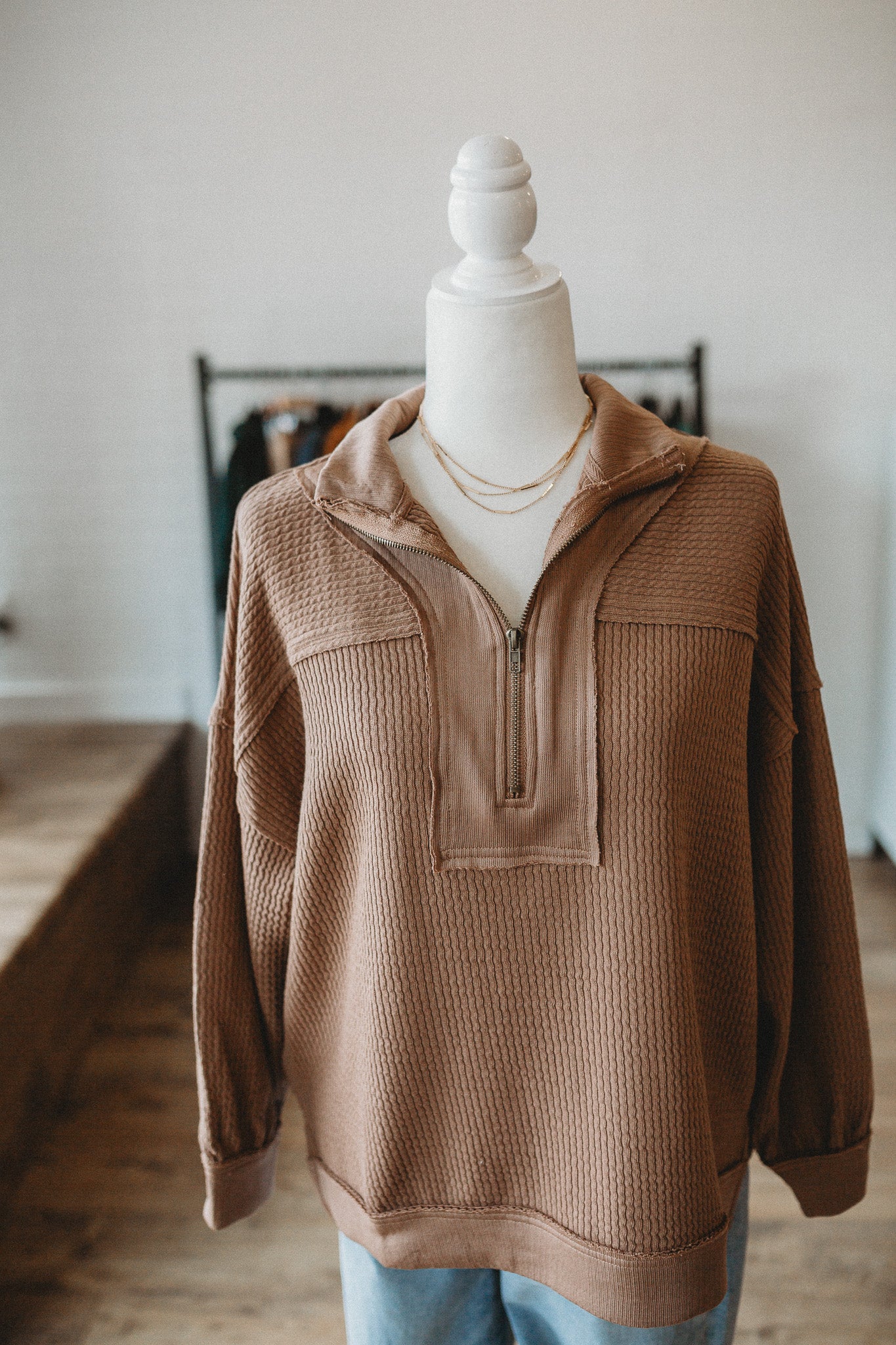 Mocha Half Zip Pullover