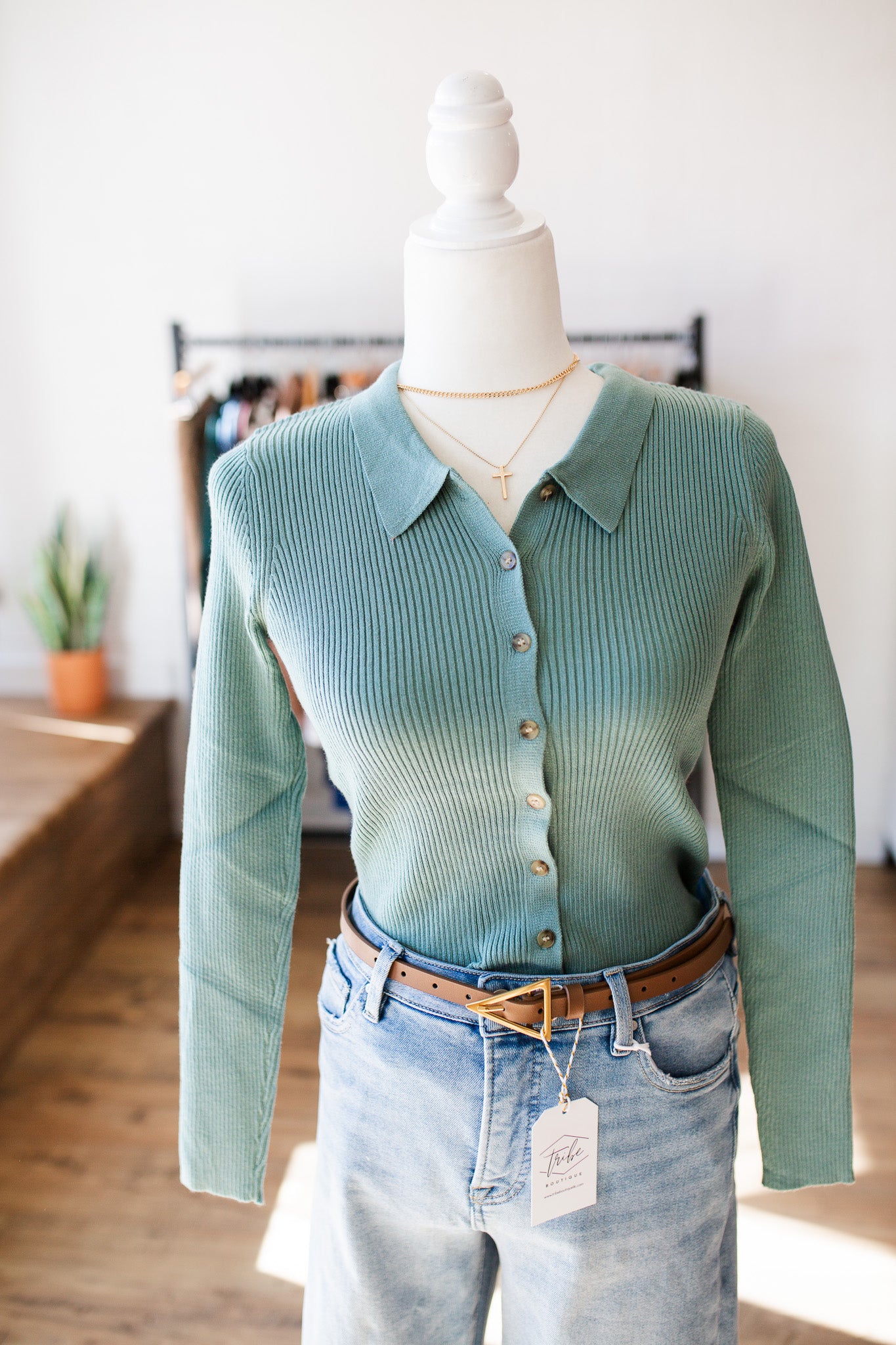 Pistachio Collared Top