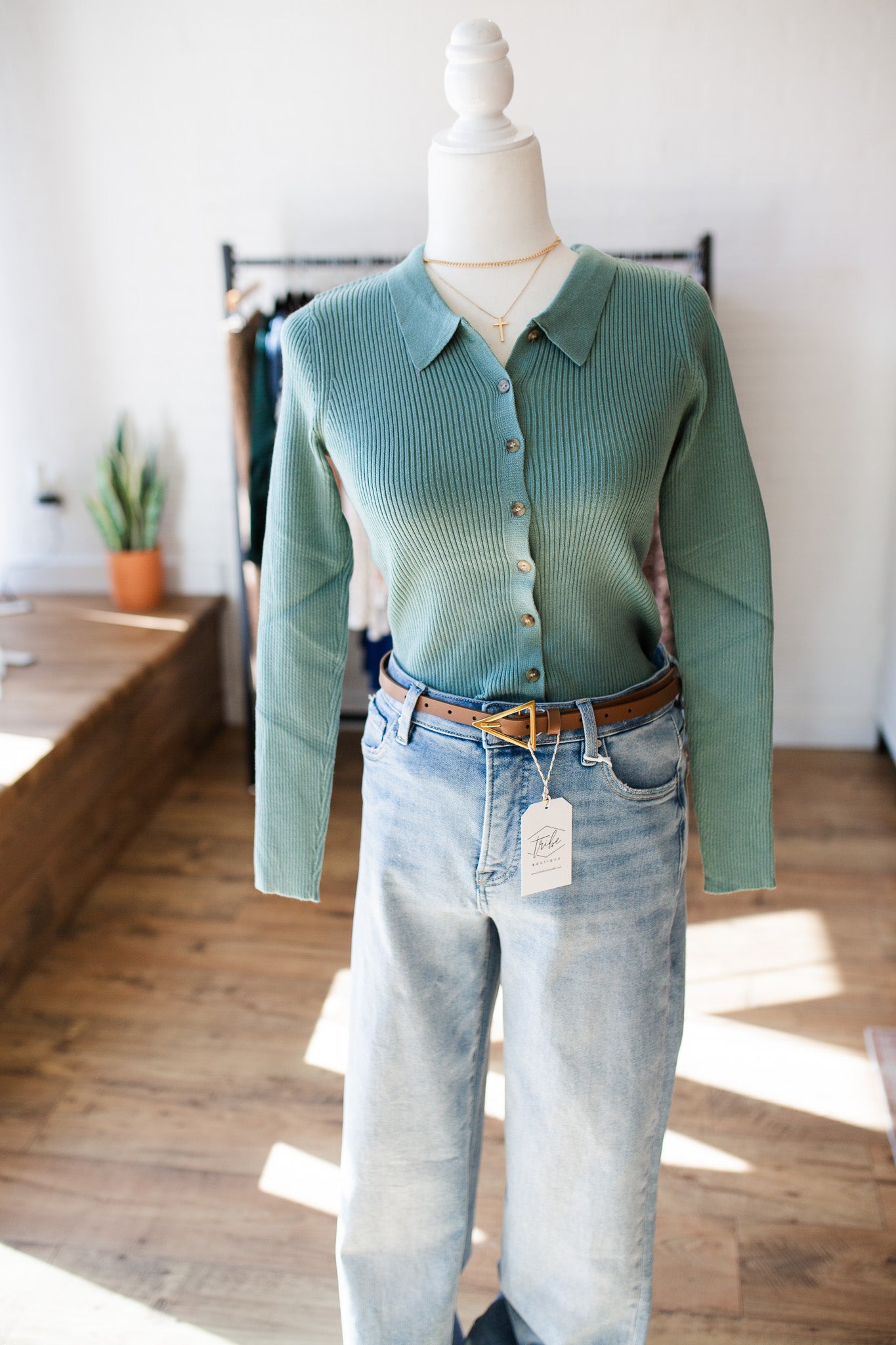 Pistachio Collared Top