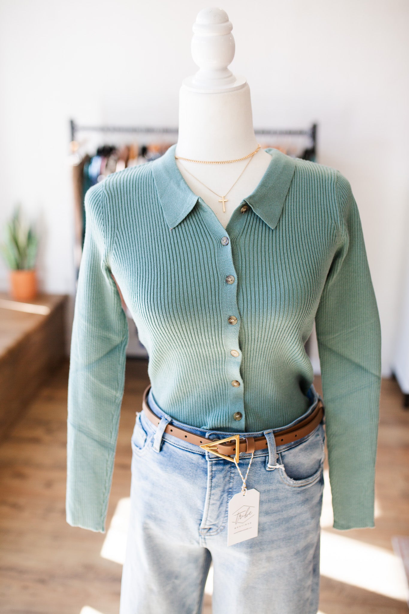 Pistachio Collared Top