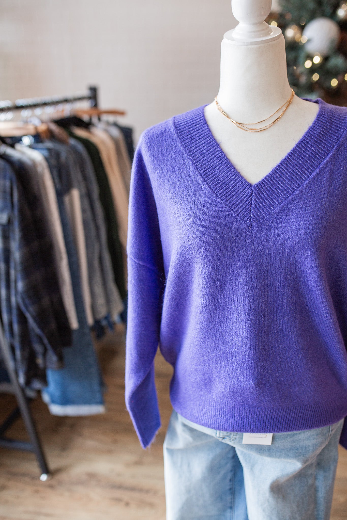 Iris Purple V-Neck Sweater