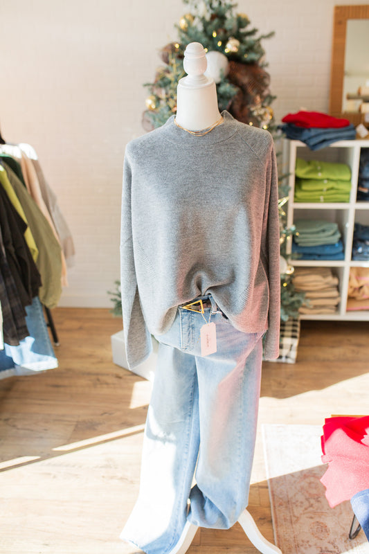 Grey/Taupe Mock Neck Sweater