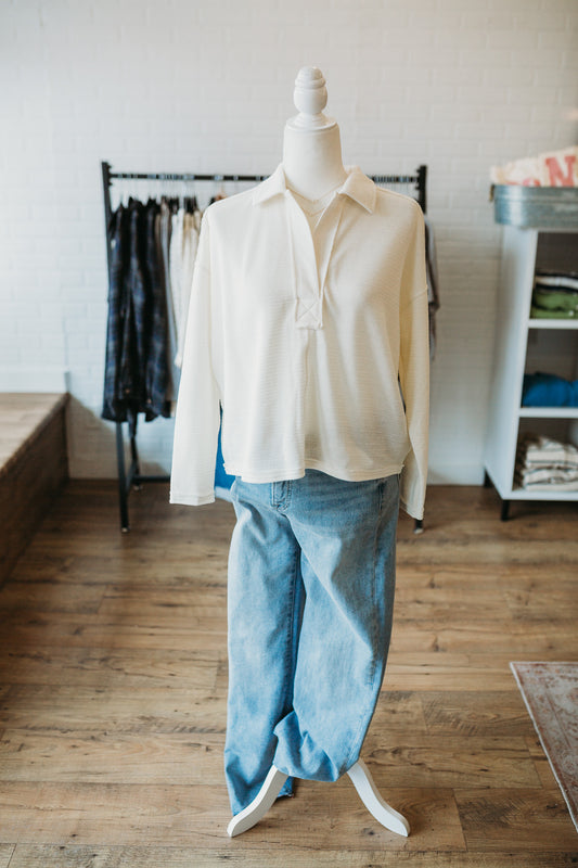 Mint/Ivory Collared Polo