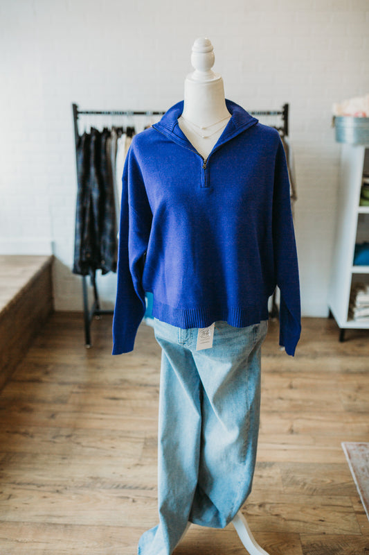 Royal Blue Half-Zip Sweater