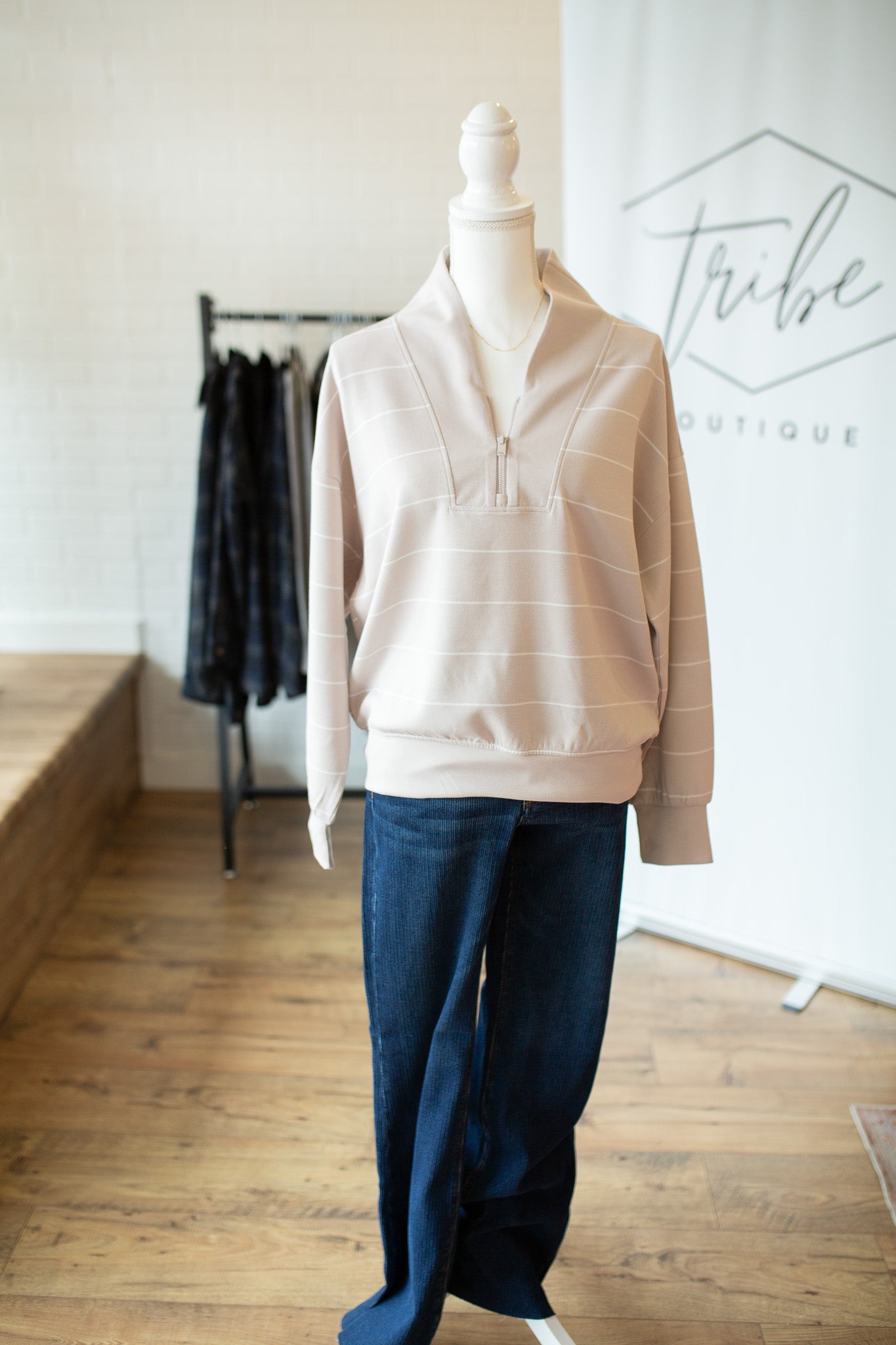 Mocha/Cream Striped Pullover
