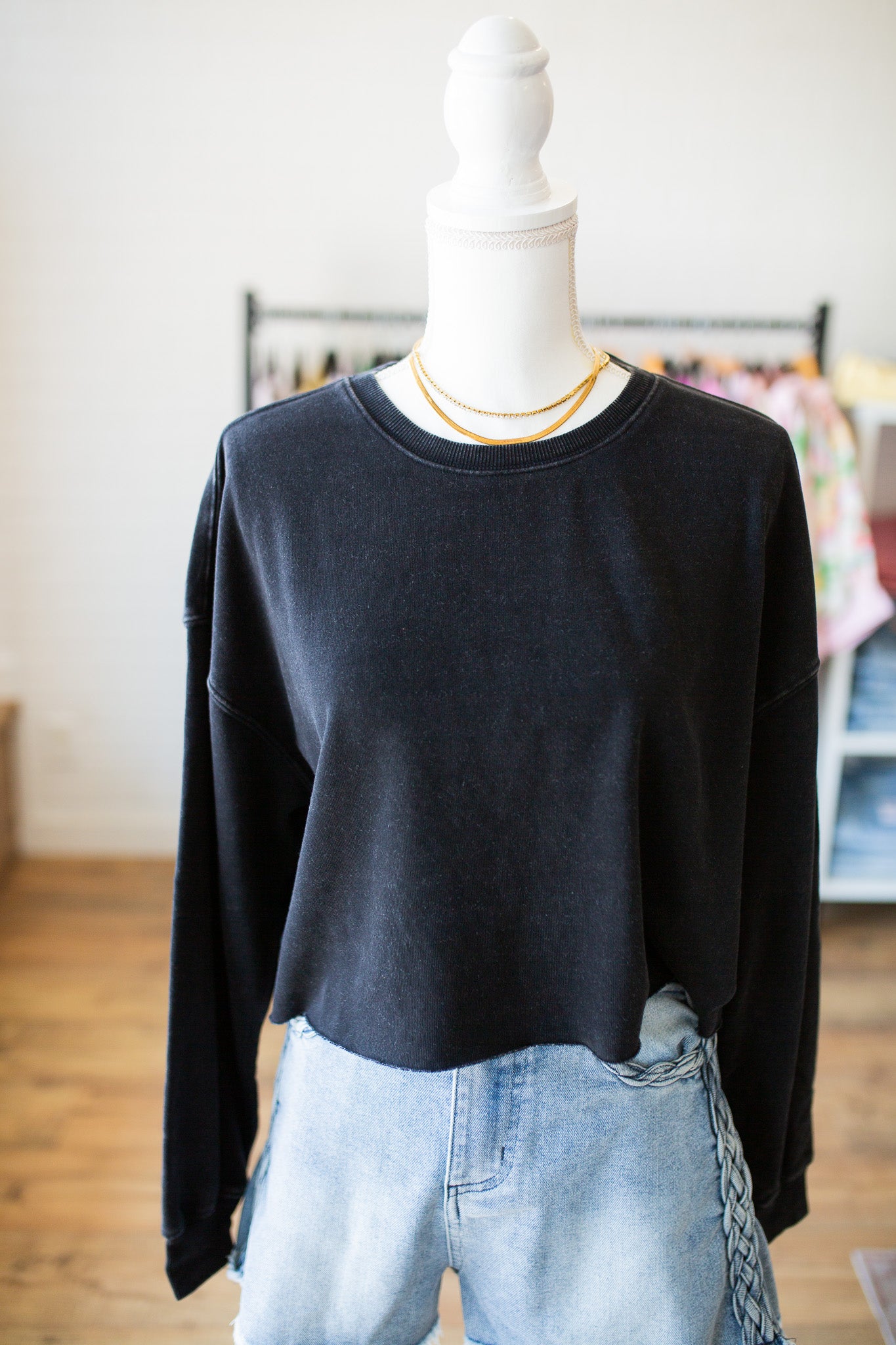 Black Mineral Wash Sweatshirt
