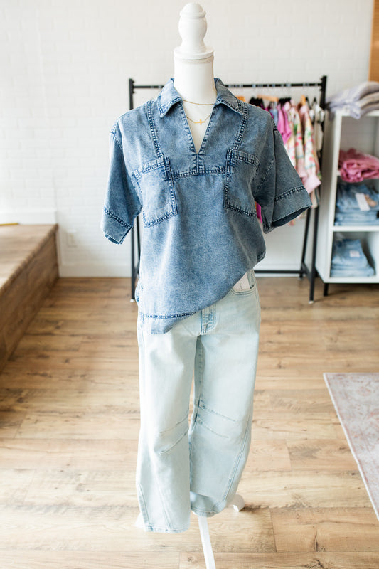 Dk Denim Patch Pocket Top