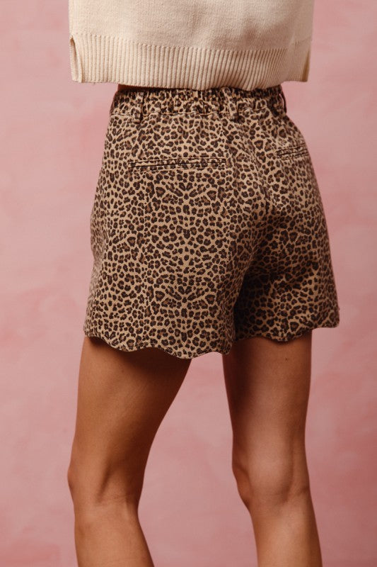 Leopard Scalloped Shorts