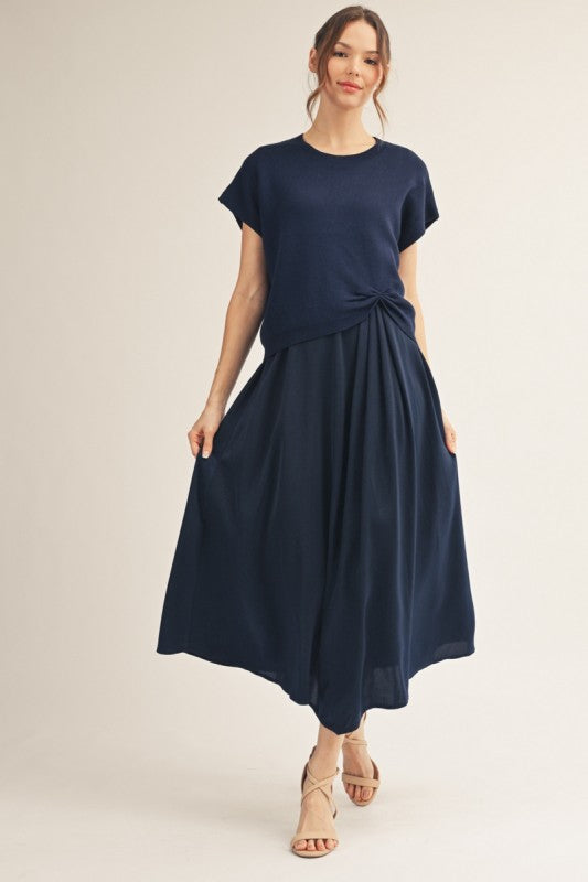 Navy Knotted Sweater