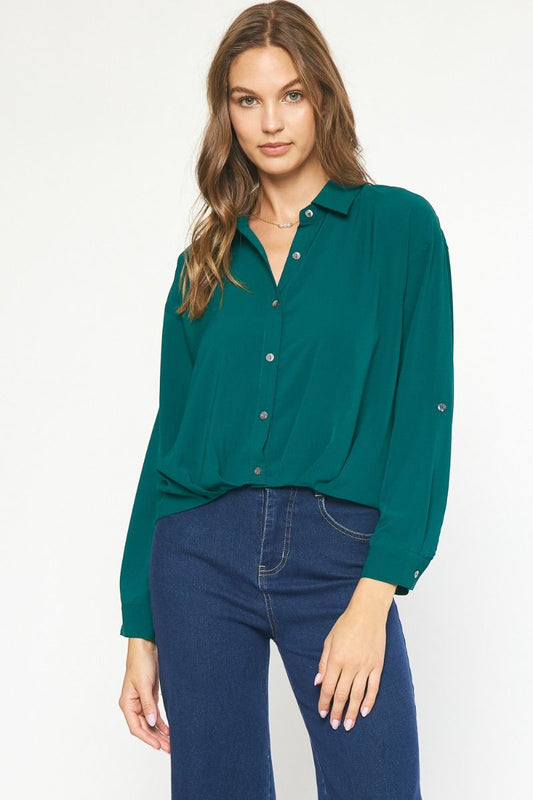 Sea Green Gathered Top