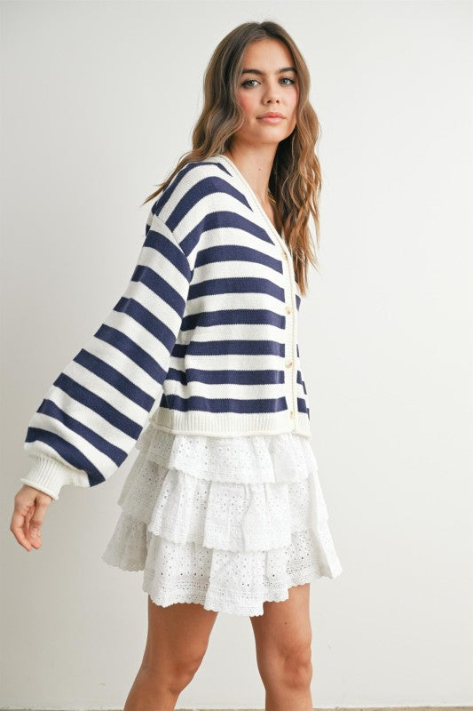 Timeless Navy Striped Cardi