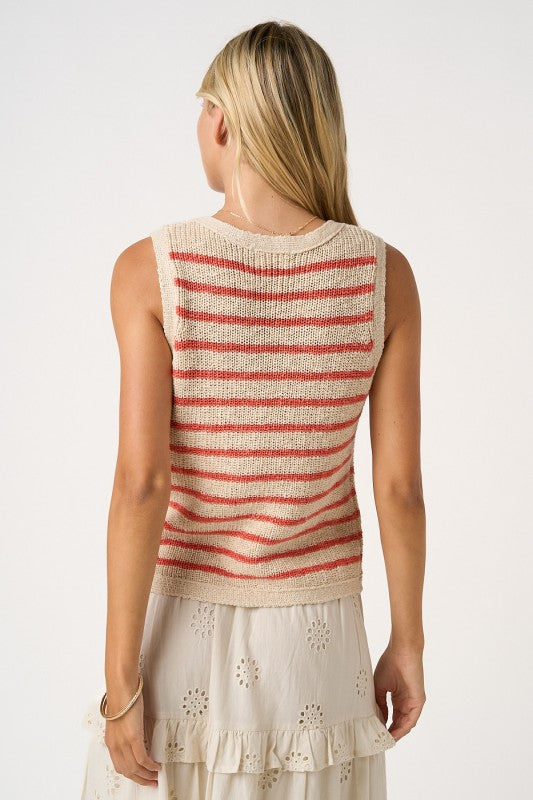 Coral/Natural Sweater Vest