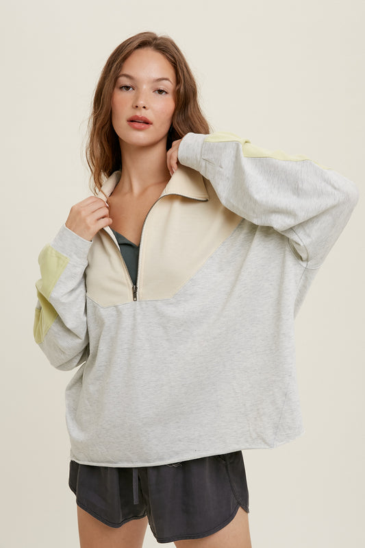 H. Grey/Lime Pullover