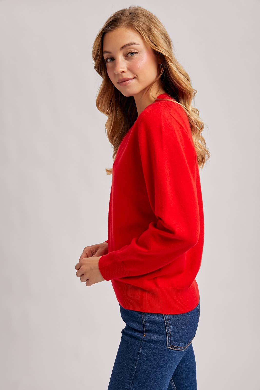 Ruby RIBBED V-NECK KNIT SWEATER